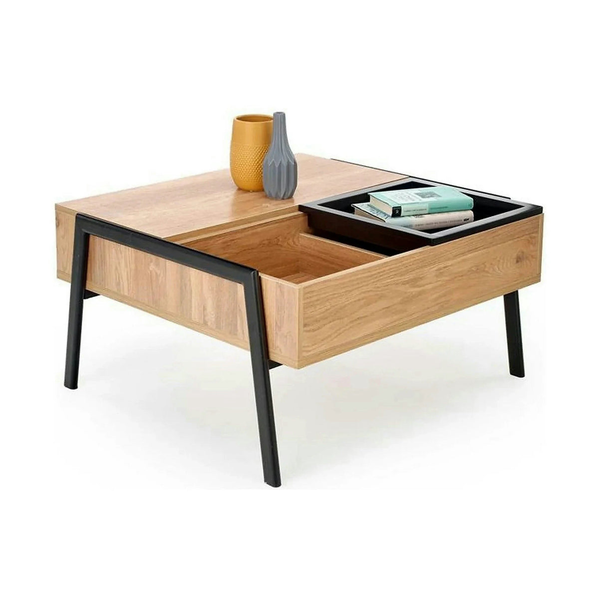 Masuta cafea PODIUM, stejar/negru, 85x80x43/64 cm