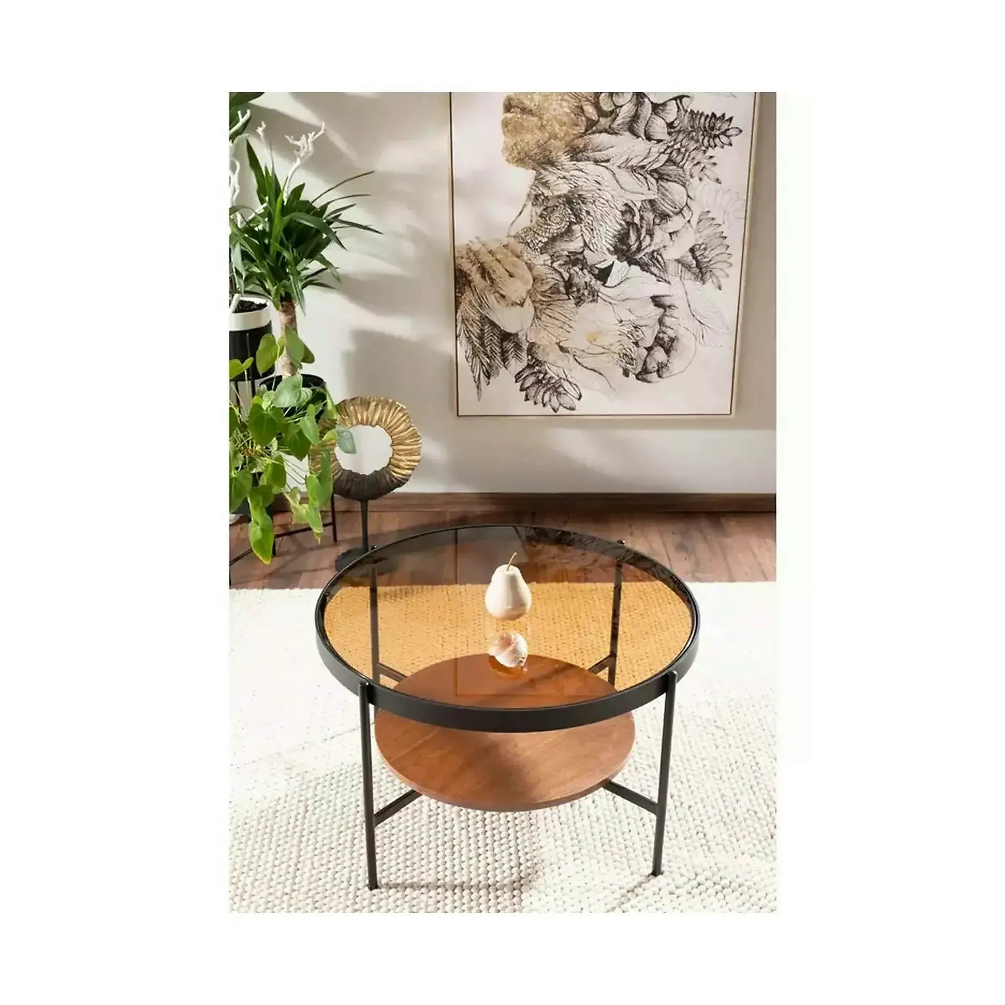 Masuta cafea PRIMA B, nuc/negru, 74x43 cm