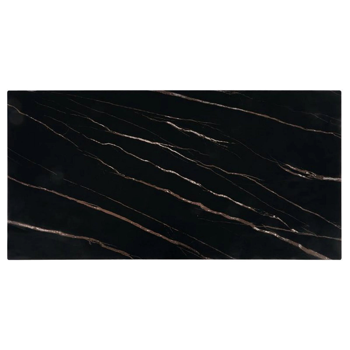 Masuta cafea RAMONA, negru cu efect de marmura/nuc, 121x61x45 cm