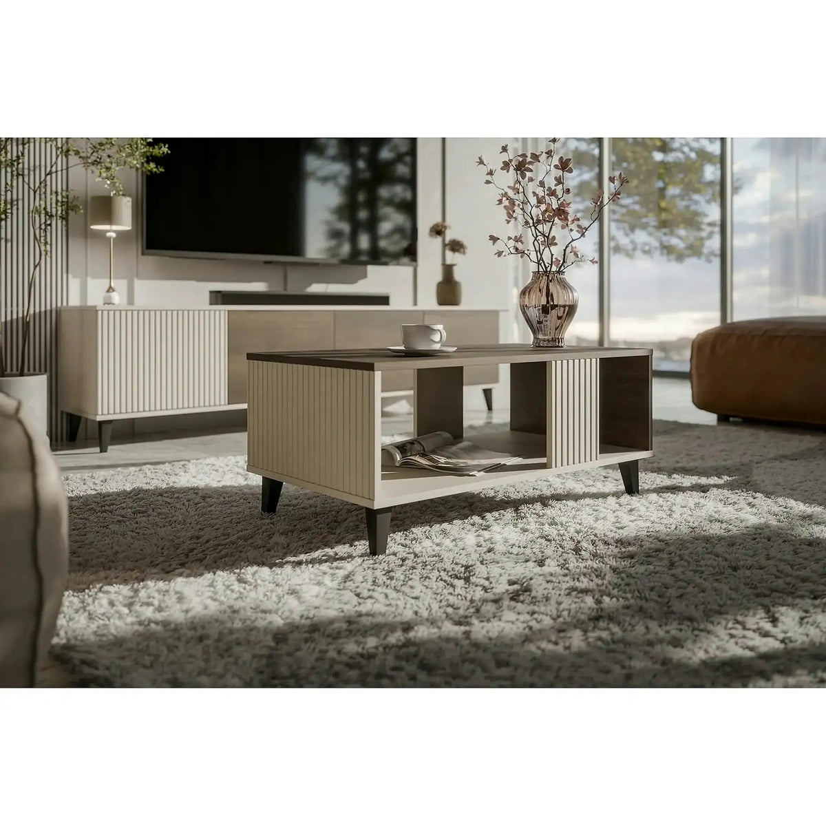 Masuta cafea RANDOM 2 LAW-1, nuc/casmir, PAL, 92x50x40 cm