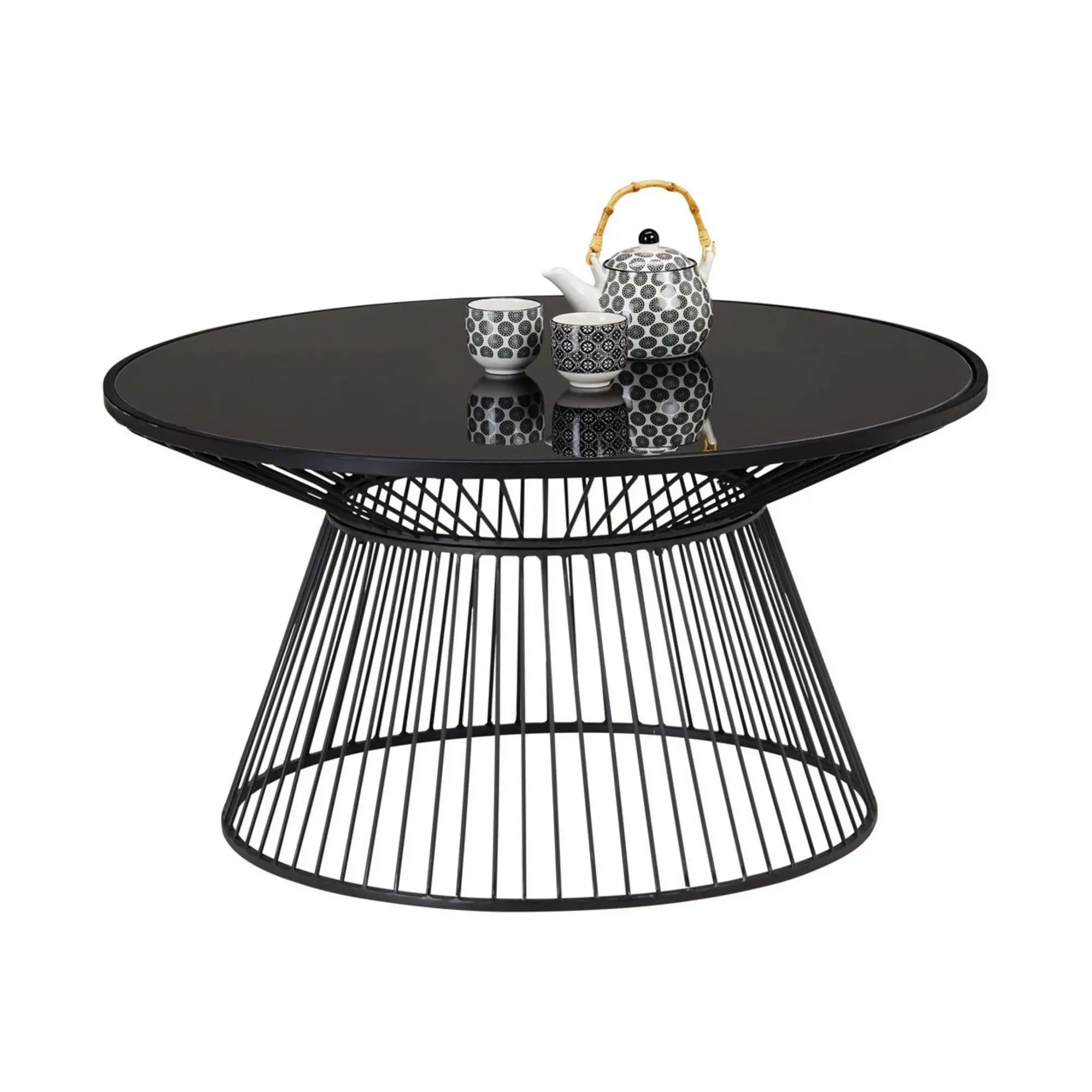 Masuta cafea RAVEN, negru, sticla/metal, 80x80x42 cm