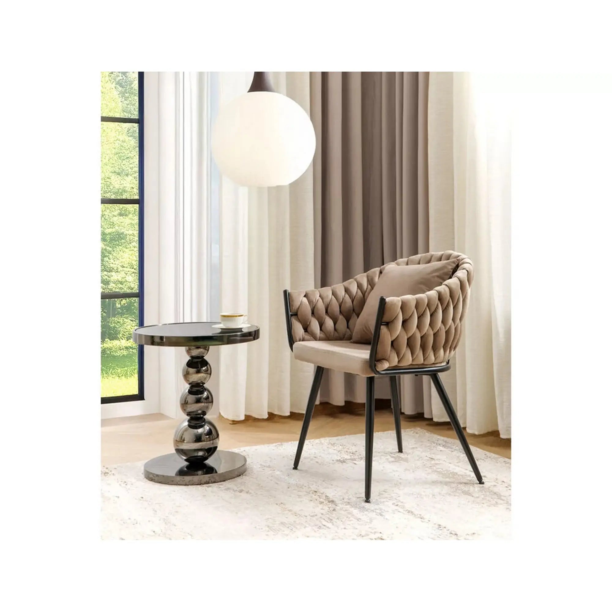 Masuta cafea RIMA, negru, sticla/metal, 50x56 cm