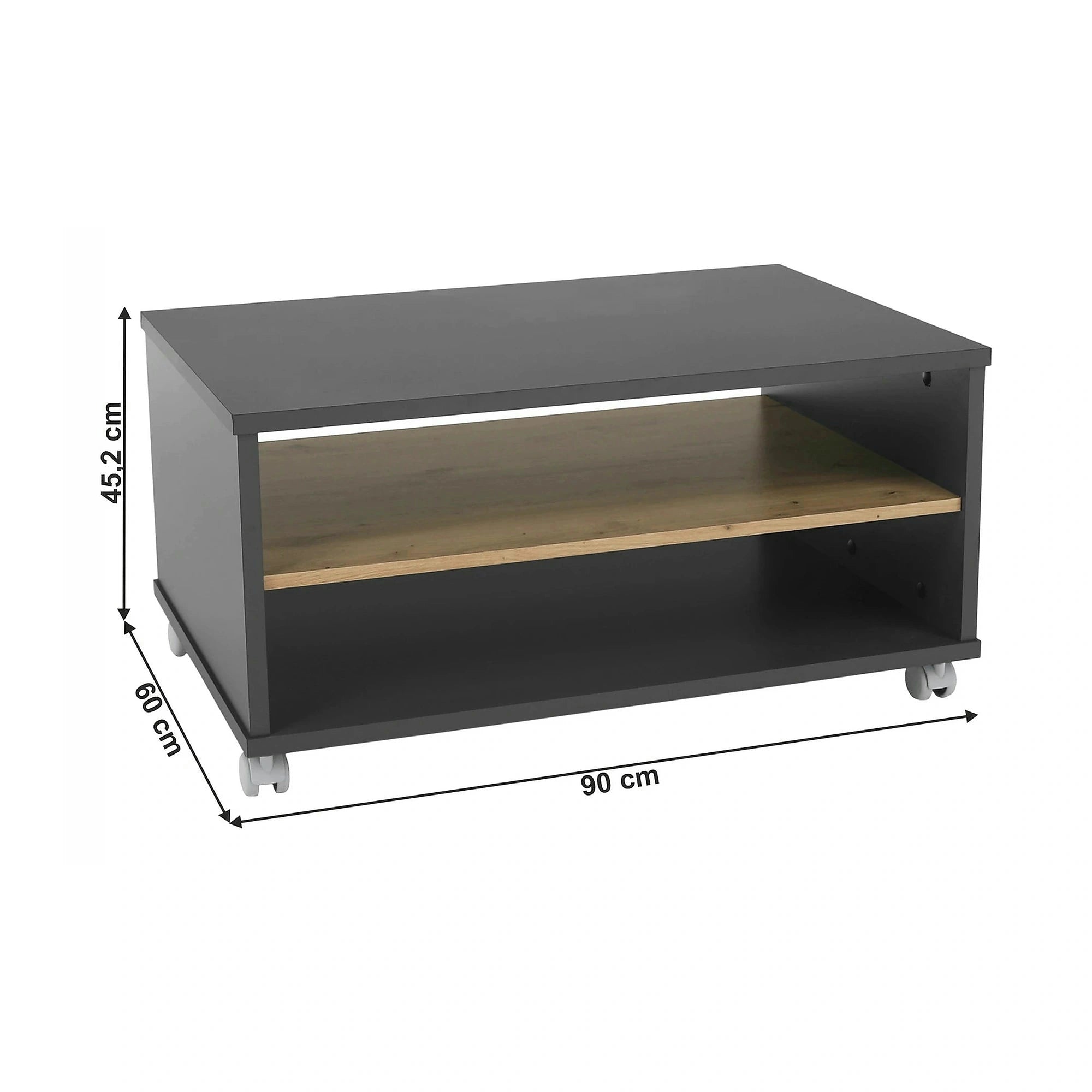 Masuta cafea RIOMA NEW TYP 32, gri grafit/stejar artisan, DTD laminat, 90x60x45 cm