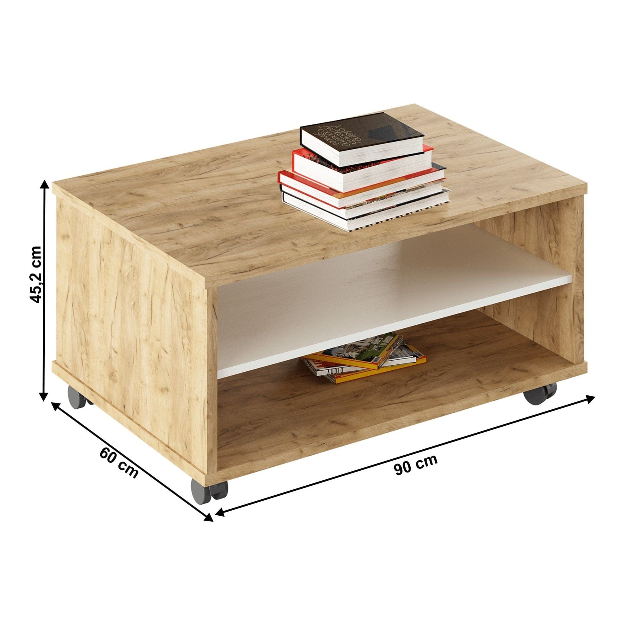 Masuta cafea RIOMA TYP 32, stejar artisan/alb, DTD laminat, 90x60x45 cm