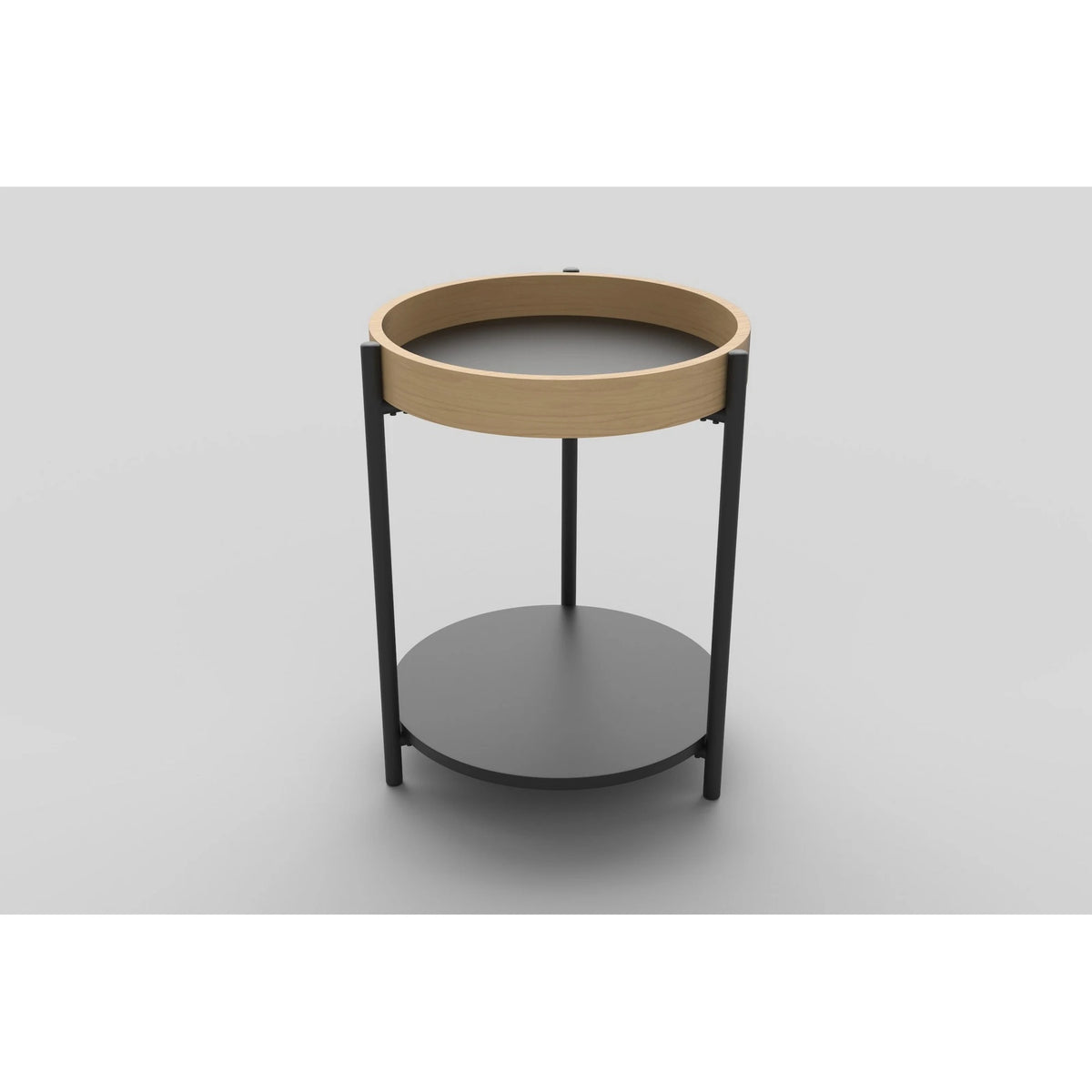 Masuta cafea Rolo, stejar natural/negru, otel/placaj curbat, 44x44x55 cm