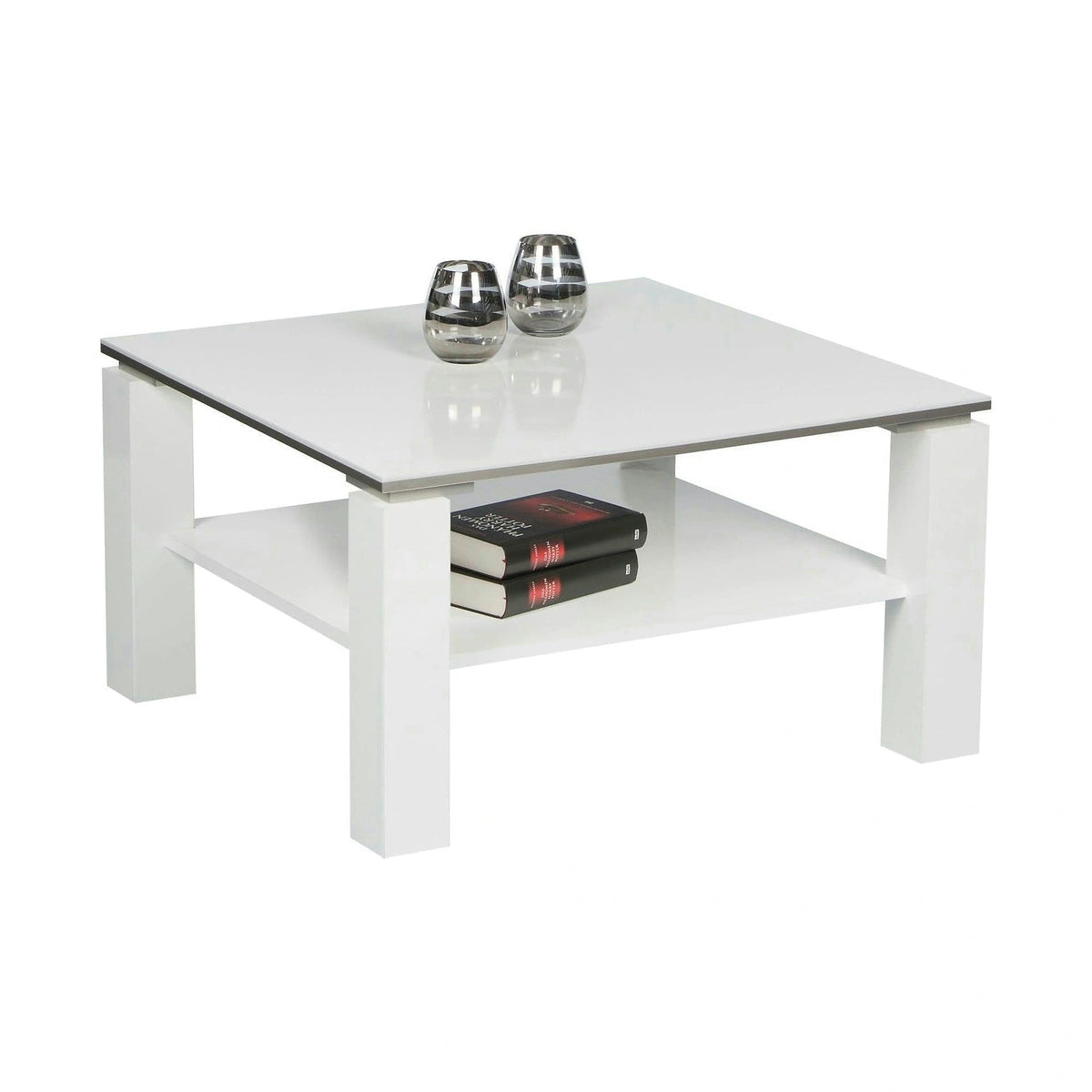 Masuta cafea Romy mini, alb lucios, PAL melaminat, 75x75x41 cm