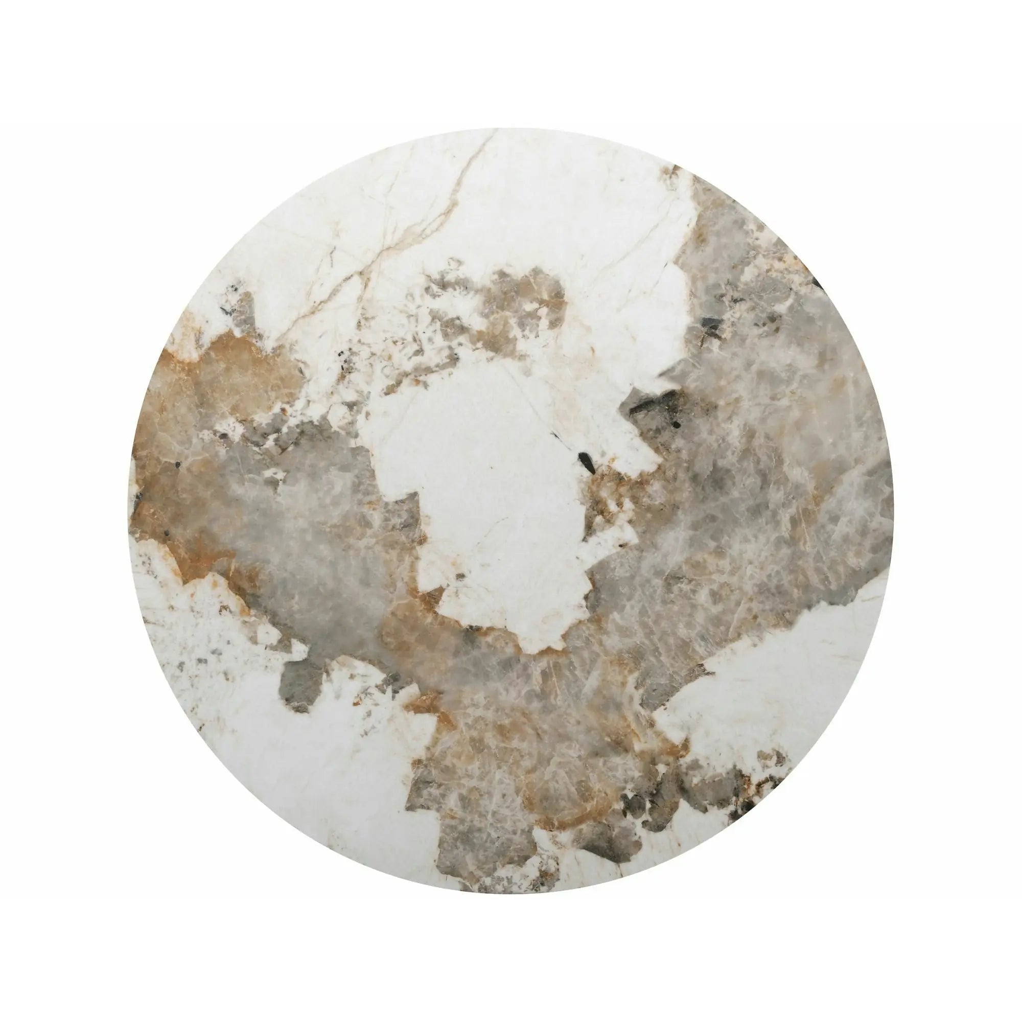 Măsuță cafea RONDO, alb lucios/stejar, ceramică/furnir/MDF, 80x80x35 cm