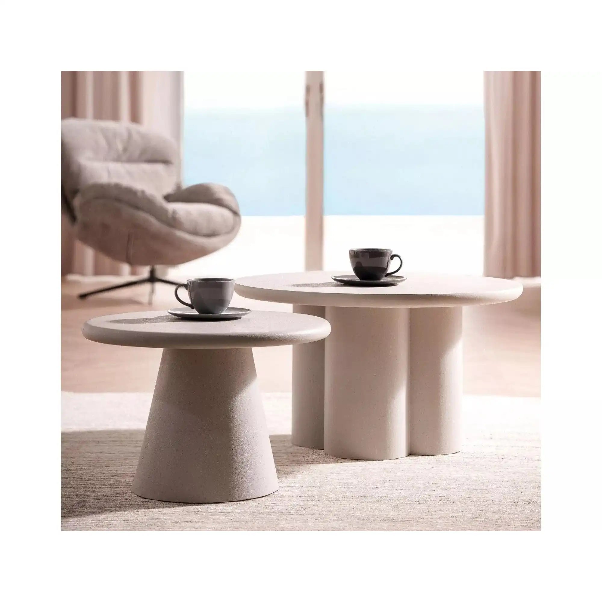 Masuta cafea ROSALIA, gri deschis, microciment, 80x45 cm