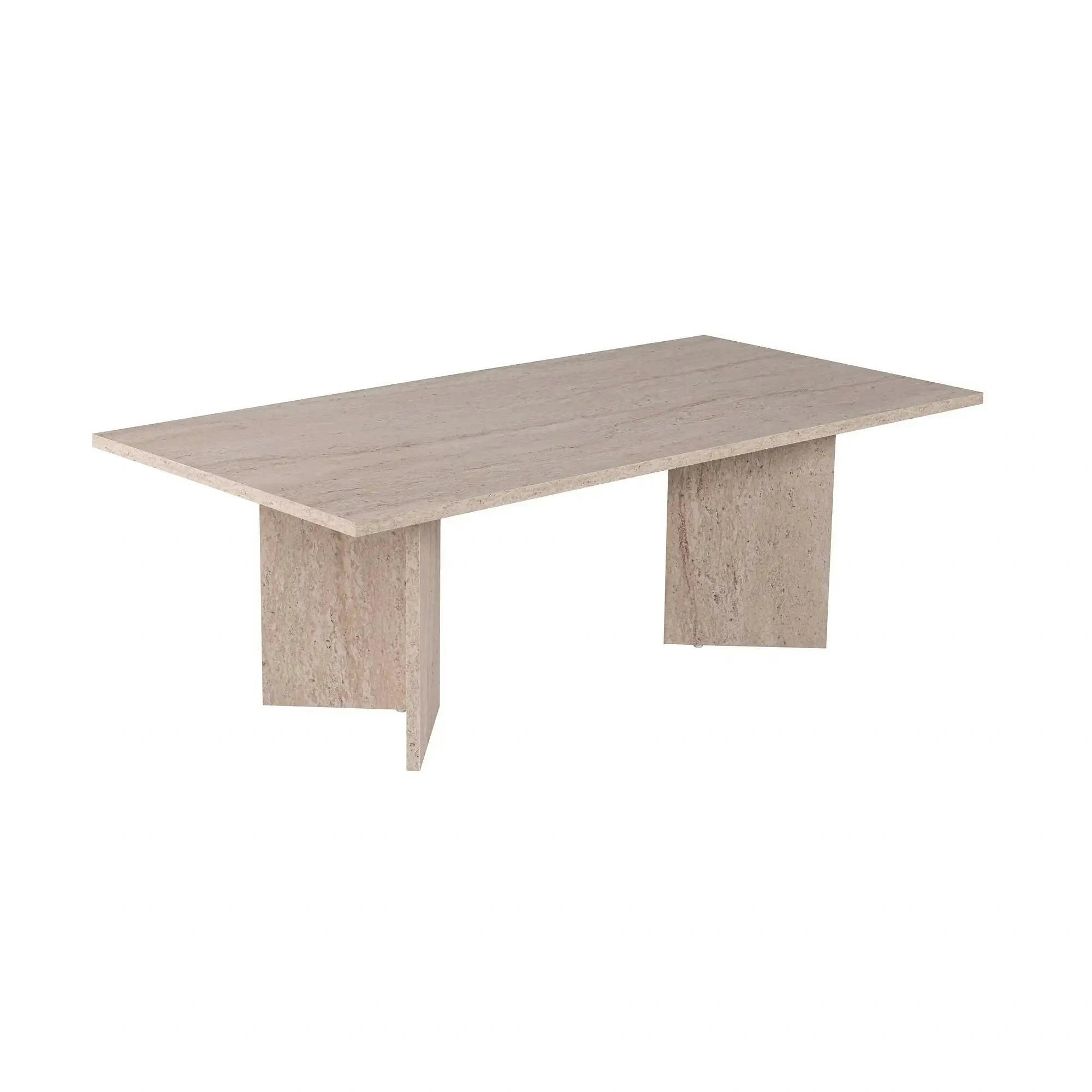 Masuta cafea SABIN, bej cu efect de piatra travertin, PAL, 119x60x40 cm