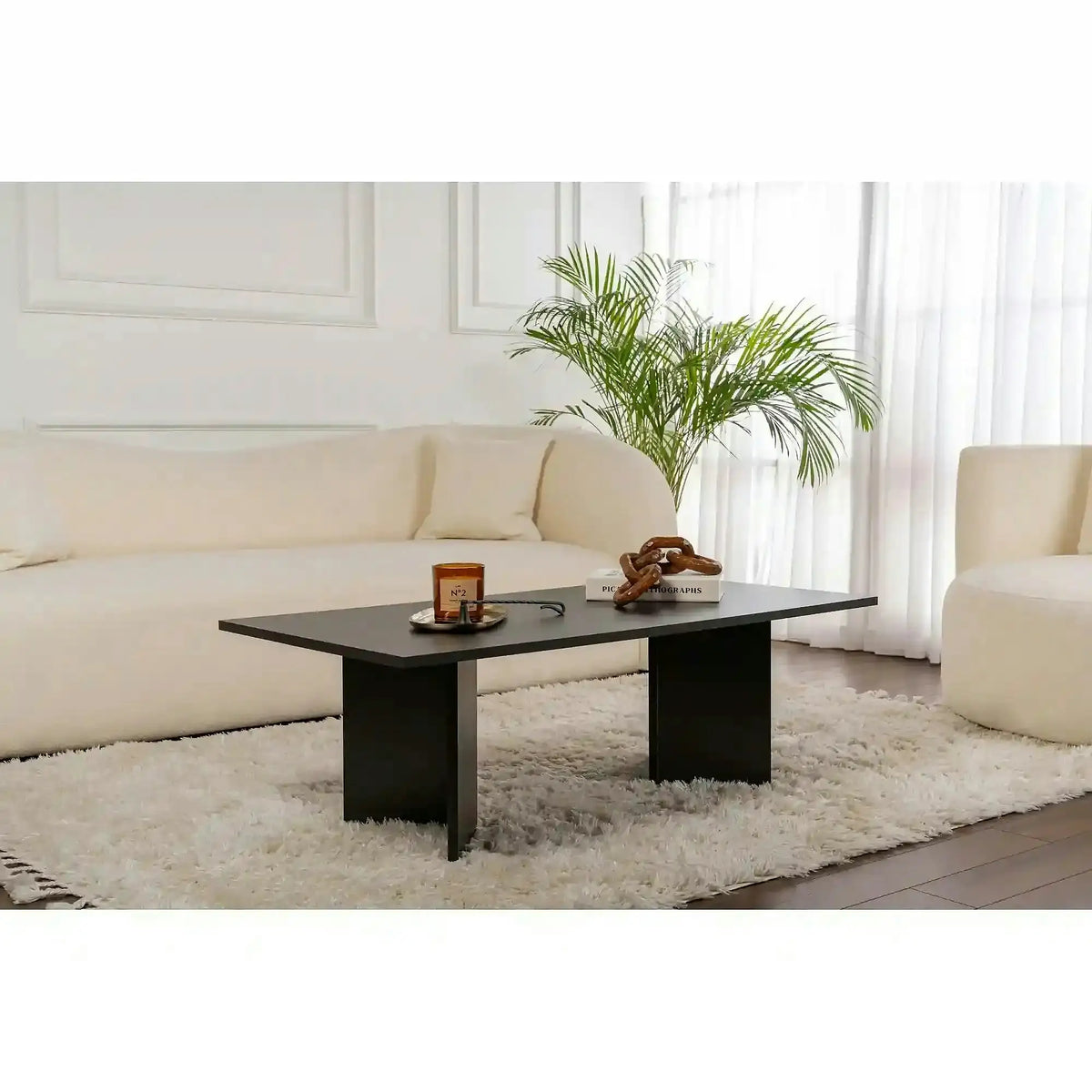 Masuta cafea SABIN, negru, PAL melaminat, 119x60x40 cm