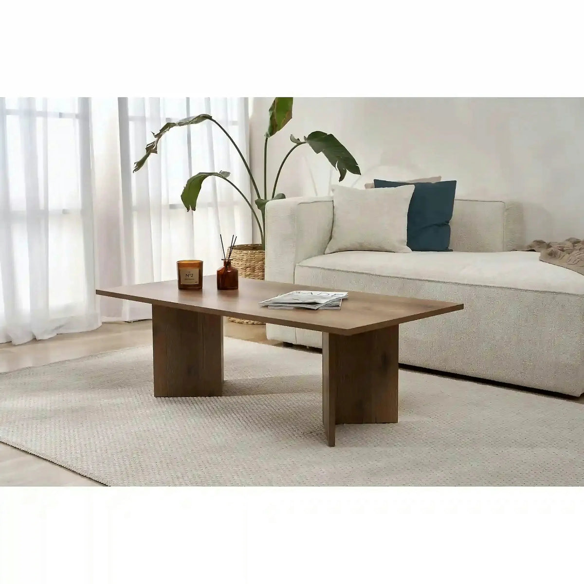 Masuta cafea SABIN, nuc inchis, PAL melaminat, 119x60x40 cm