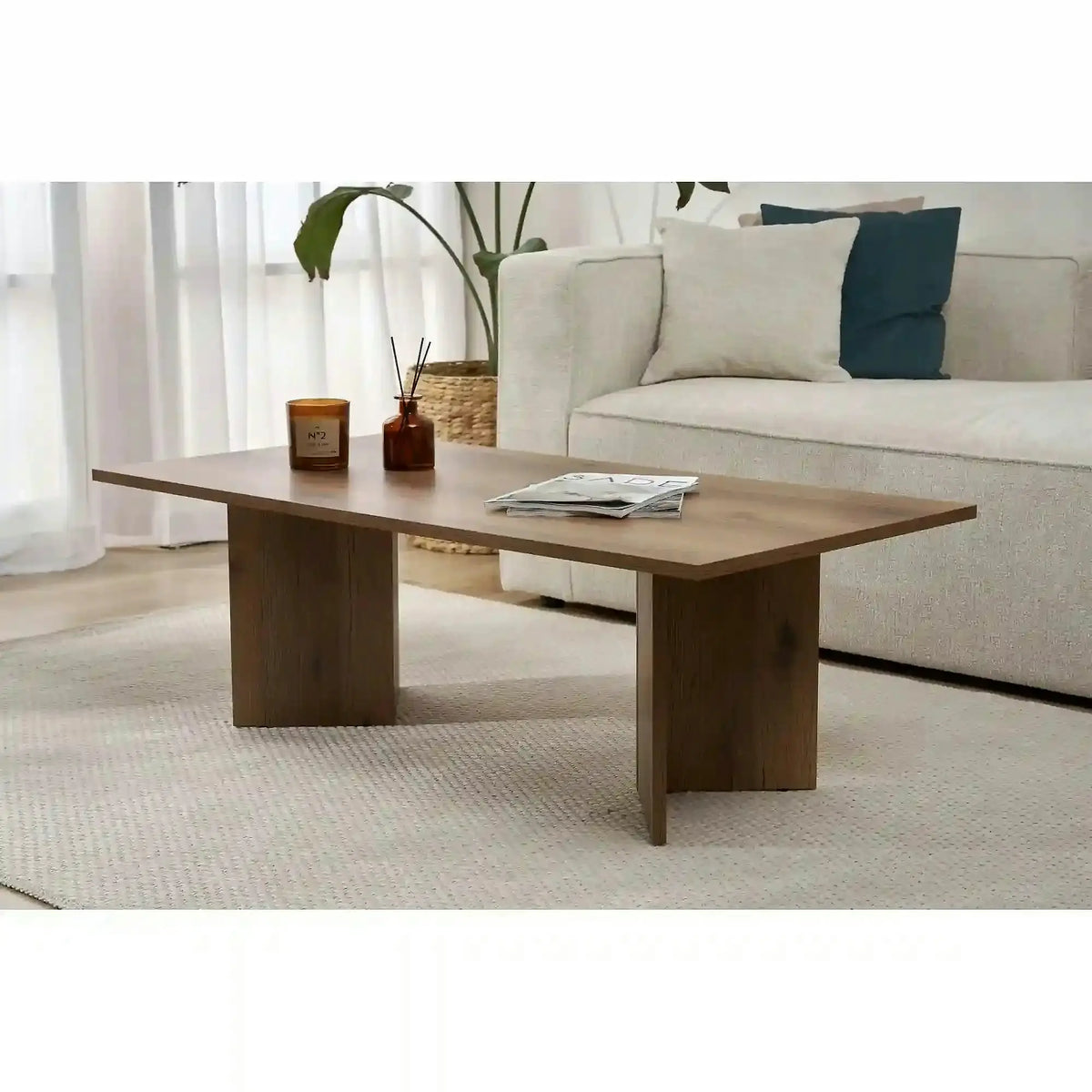 Masuta cafea SABIN, nuc inchis, PAL melaminat, 119x60x40 cm