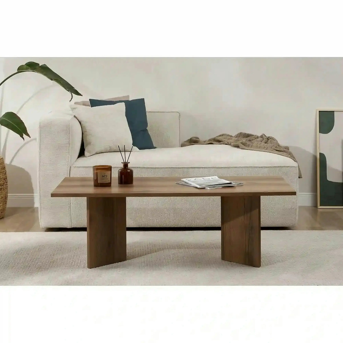 Masuta cafea SABIN, nuc inchis, PAL melaminat, 119x60x40 cm