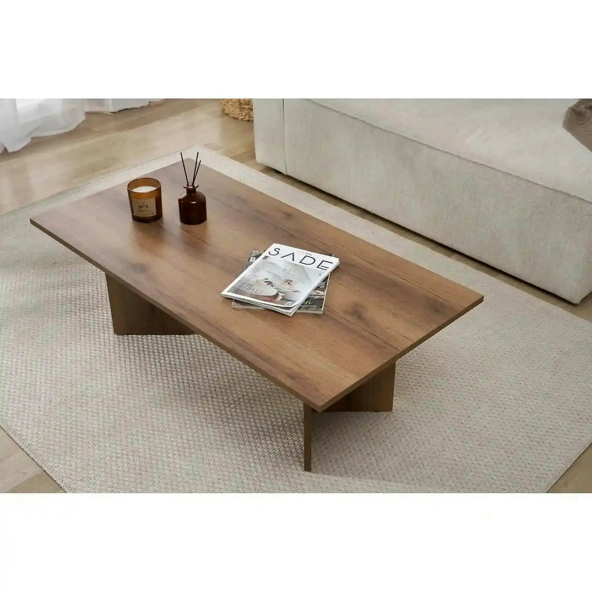 Masuta cafea SABIN, nuc inchis, PAL melaminat, 119x60x40 cm