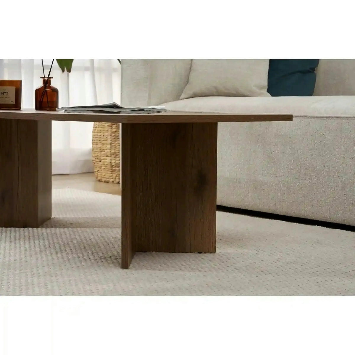 Masuta cafea SABIN, nuc inchis, PAL melaminat, 119x60x40 cm