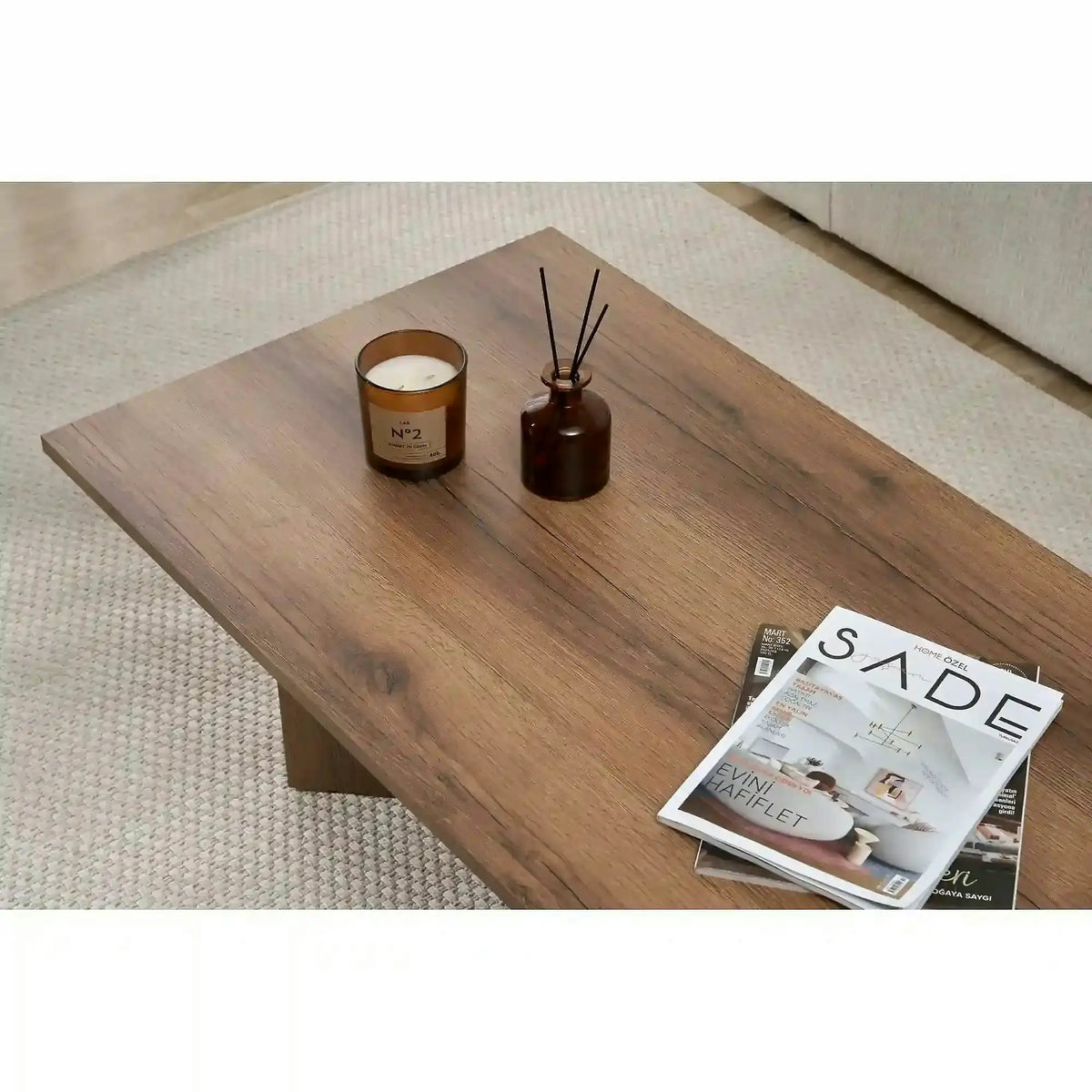 Masuta cafea SABIN, nuc inchis, PAL melaminat, 119x60x40 cm