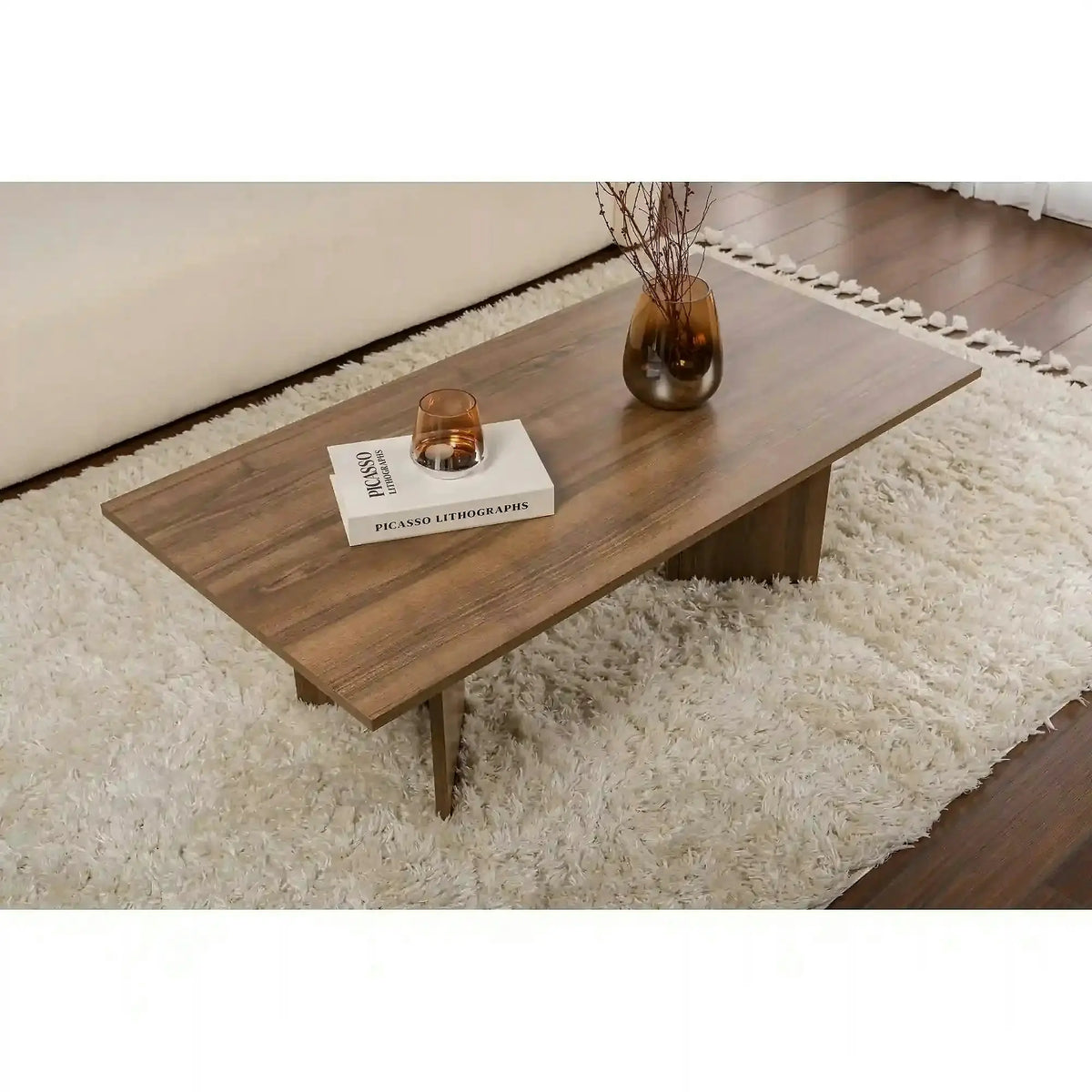 Masuta cafea SABIN, nuc, PAL melaminat, 119x60x40 cm