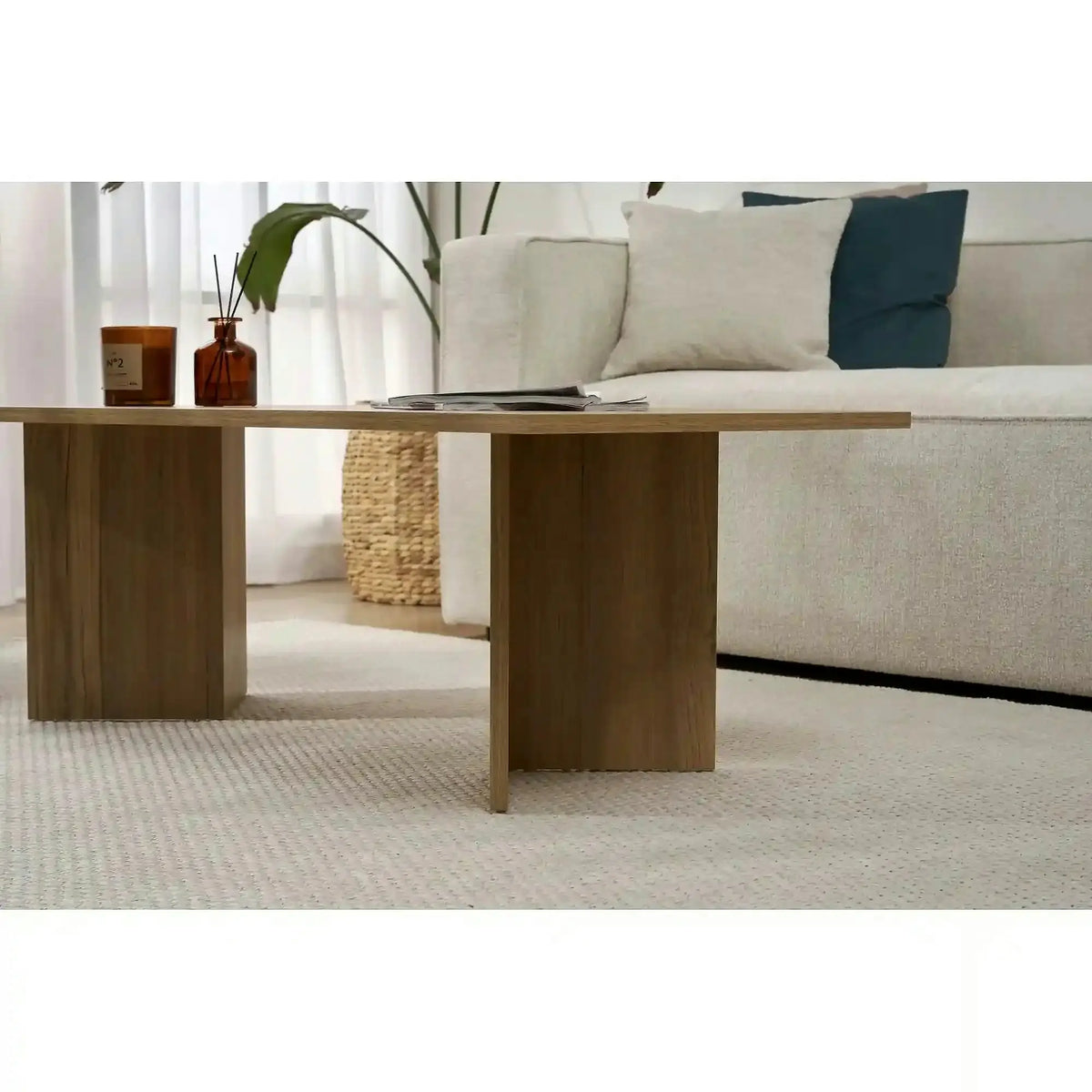 Masuta cafea SABIN, stejar inchis, PAL melaminat, 119x60x40 cm