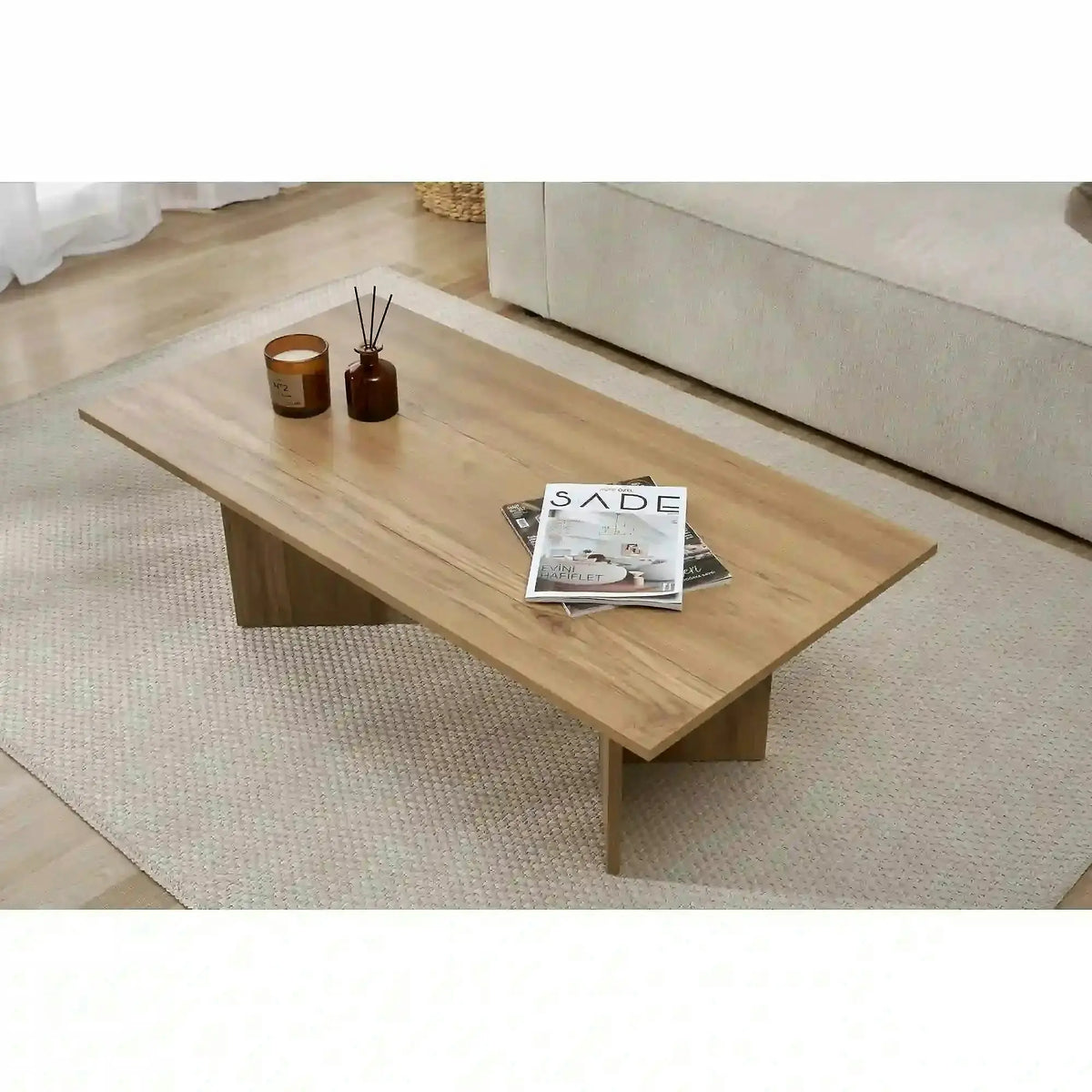 Masuta cafea SABIN, stejar inchis, PAL melaminat, 119x60x40 cm