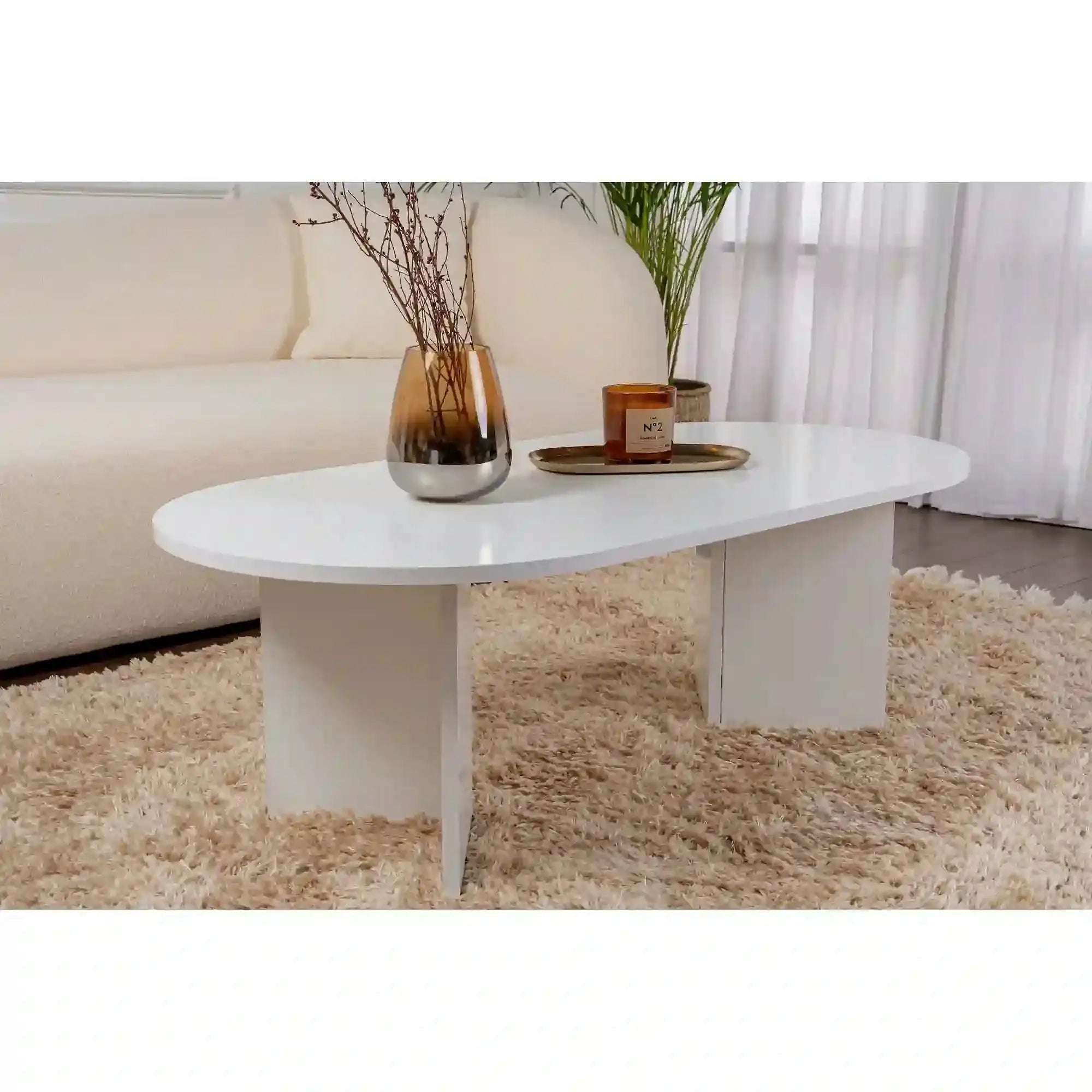 Masuta cafea SABLE, alb, PAL, 119x60x40 cm
