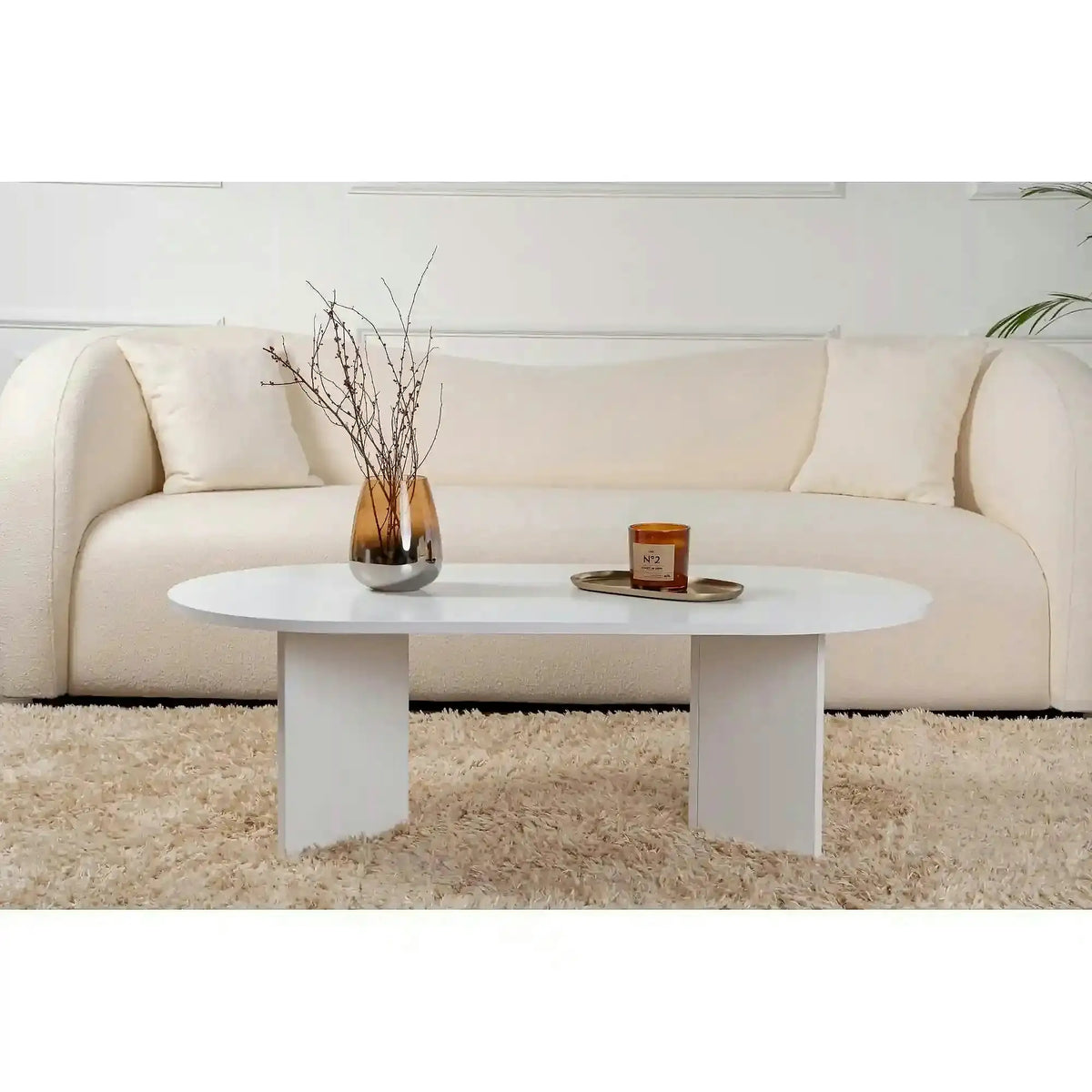 Masuta cafea SABLE, alb, PAL, 119x60x40 cm