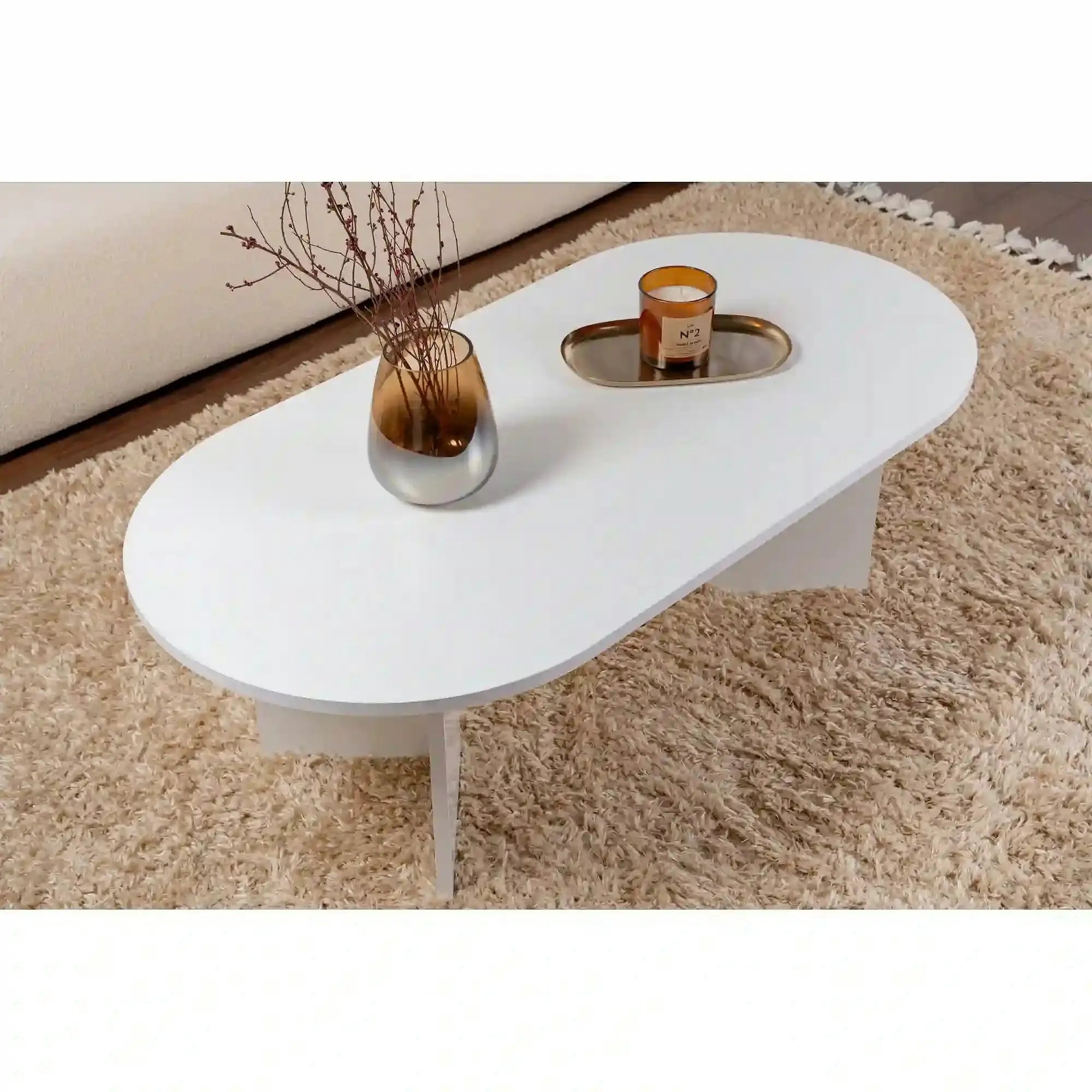 Masuta cafea SABLE, alb, PAL, 119x60x40 cm