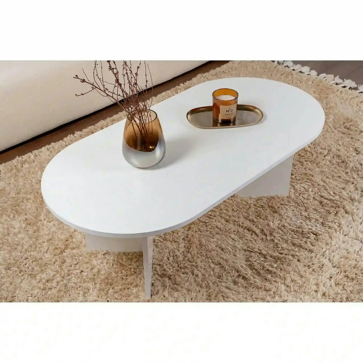 Masuta cafea SABLE, alb, PAL, 119x60x40 cm