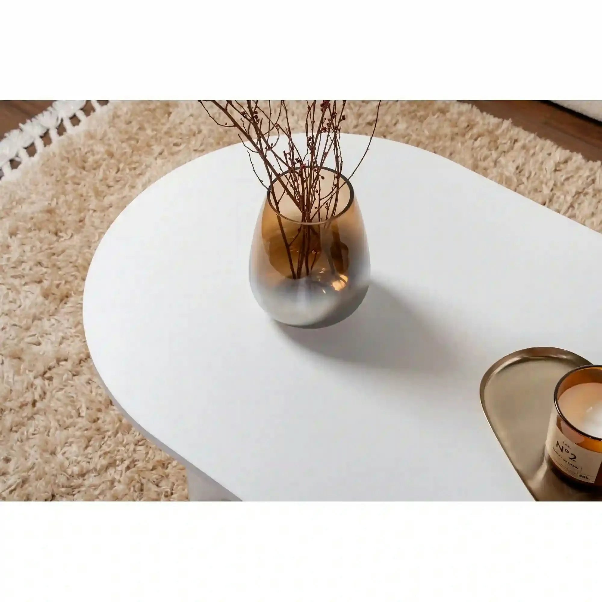 Masuta cafea SABLE, alb, PAL, 119x60x40 cm