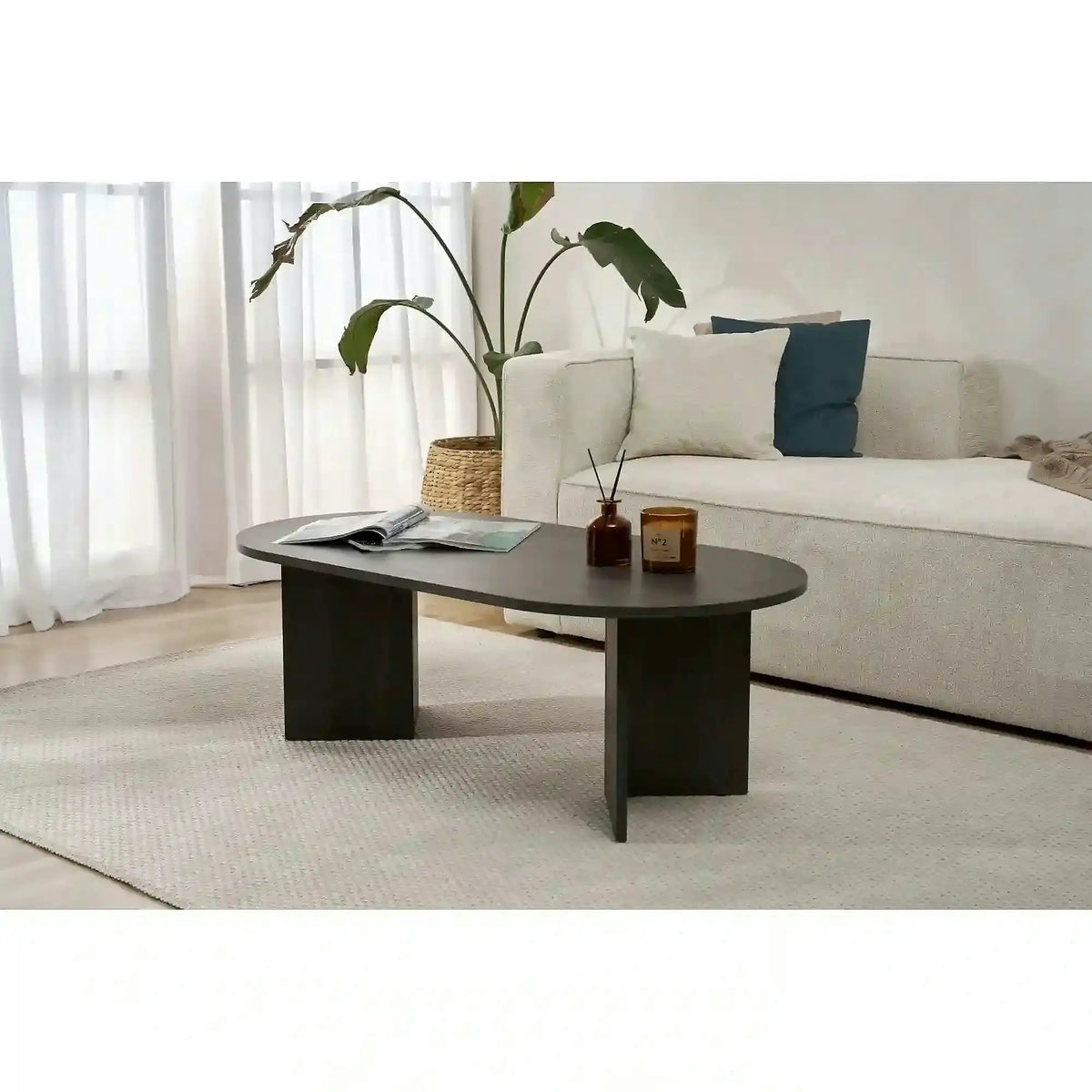 Masuta cafea SABLE, negru, PAL, 119x60x40 cm