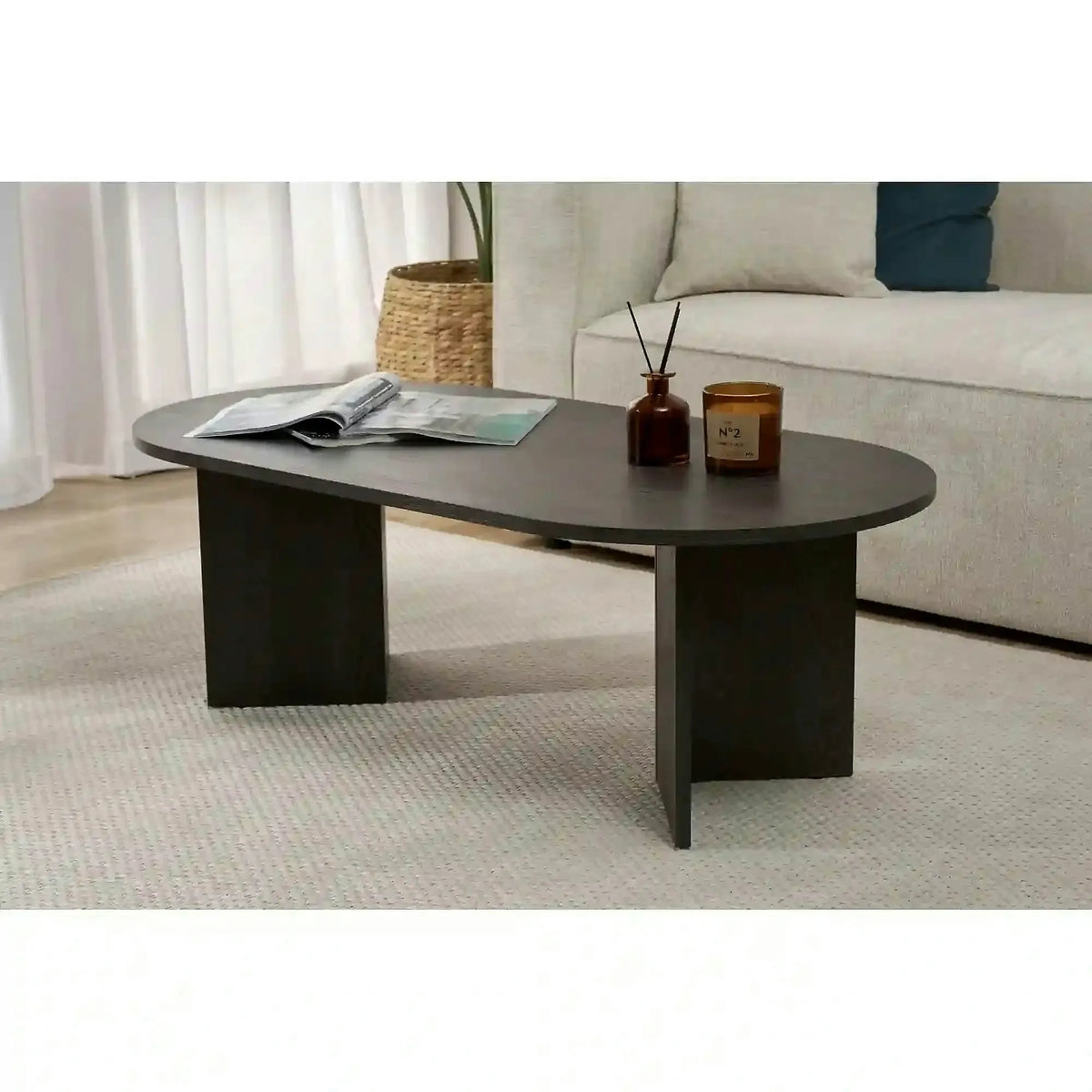 Masuta cafea SABLE, negru, PAL, 119x60x40 cm