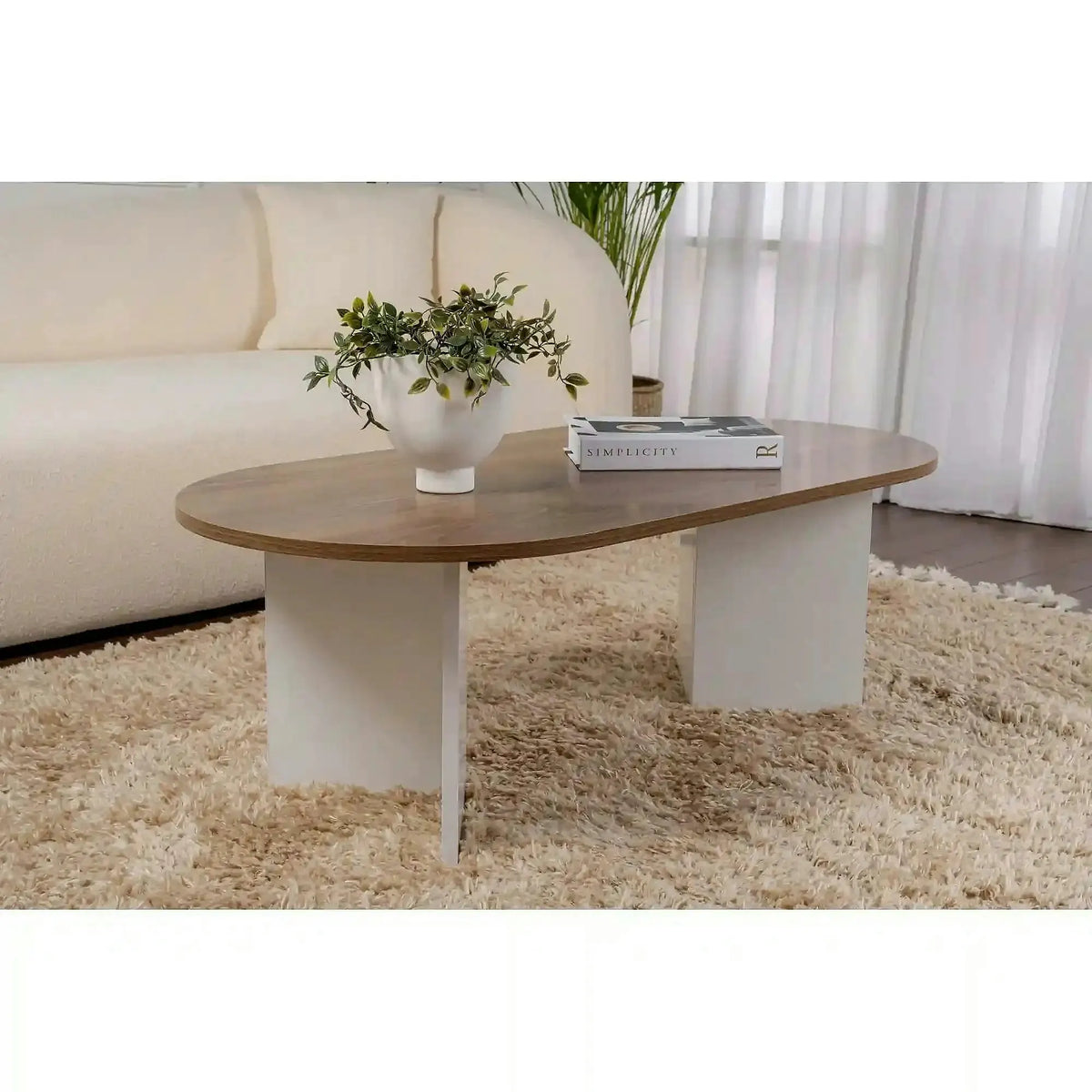Masuta cafea SABLE, nuc/alb, PAL, 119x60x40 cm