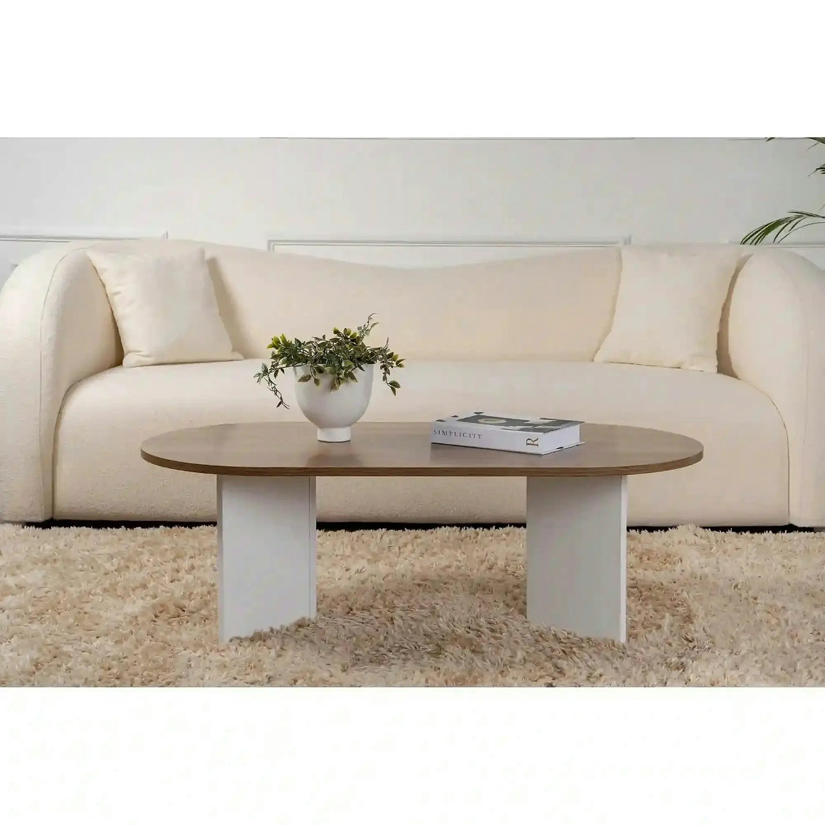 Masuta cafea SABLE, nuc/alb, PAL, 119x60x40 cm