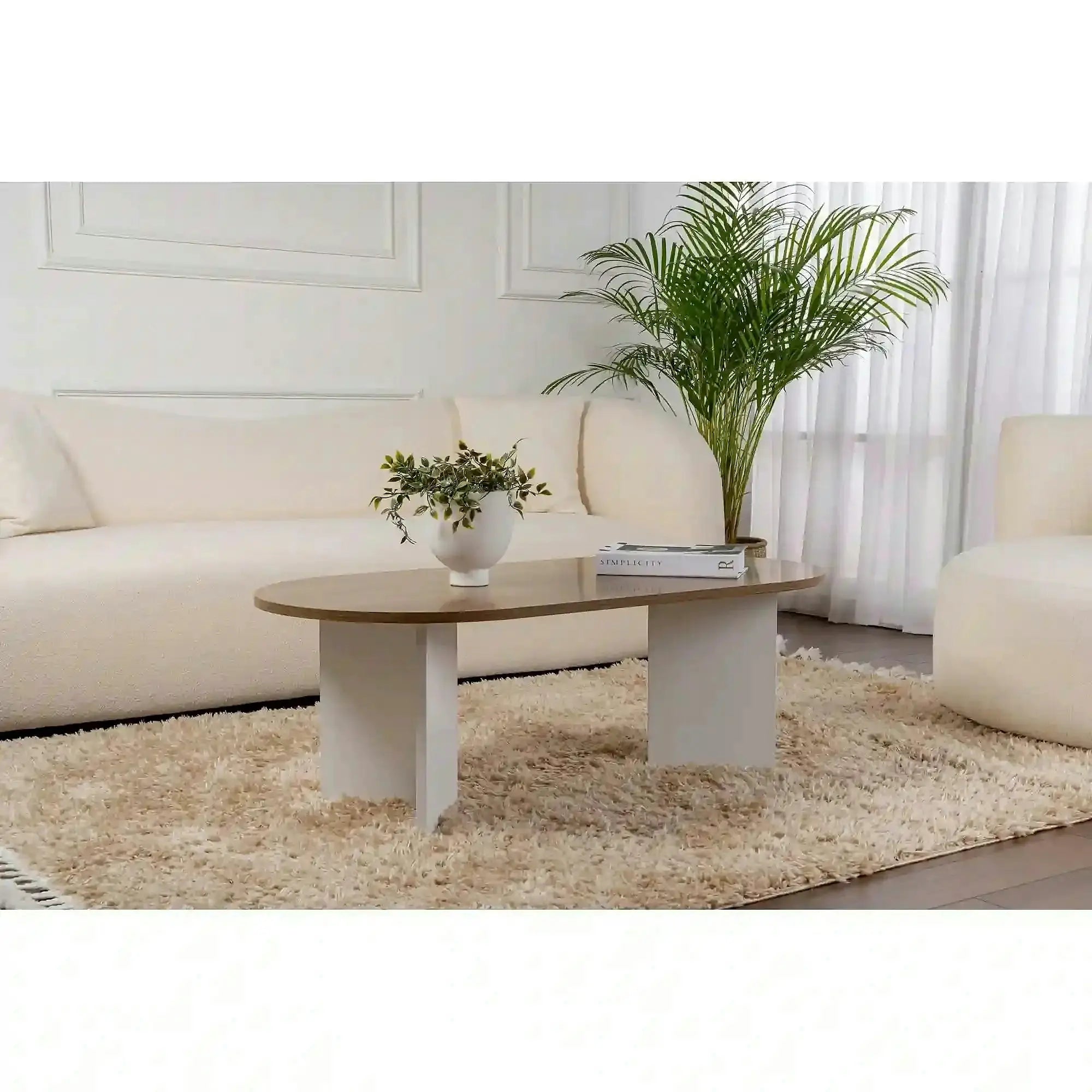 Masuta cafea SABLE, nuc/alb, PAL, 119x60x40 cm