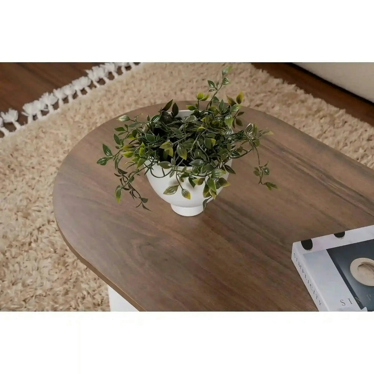 Masuta cafea SABLE, nuc/alb, PAL, 119x60x40 cm