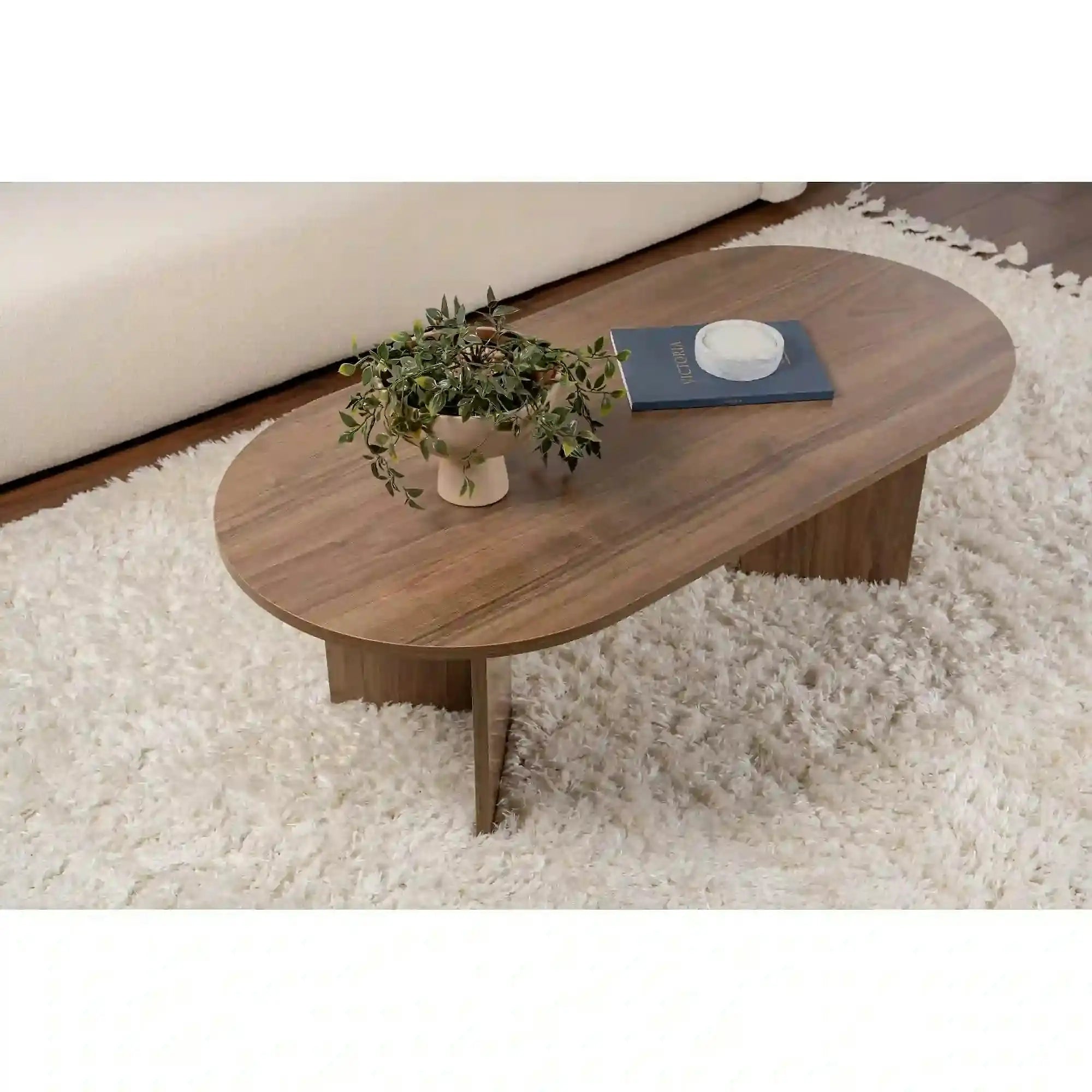 Masuta cafea SABLE, nuc, PAL, 119x60x40 cm