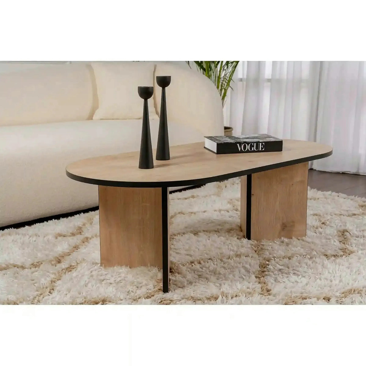 Masuta cafea SABLE, stejar/negru, PAL, 119x60x40 cm