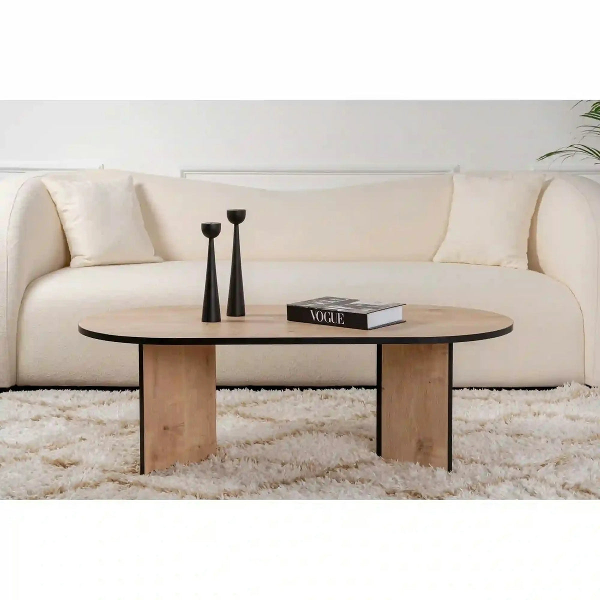Masuta cafea SABLE, stejar/negru, PAL, 119x60x40 cm