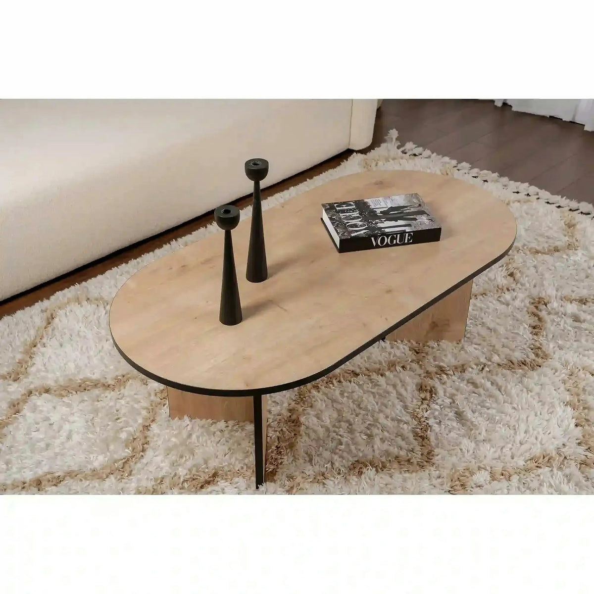 Masuta cafea SABLE, stejar/negru, PAL, 119x60x40 cm