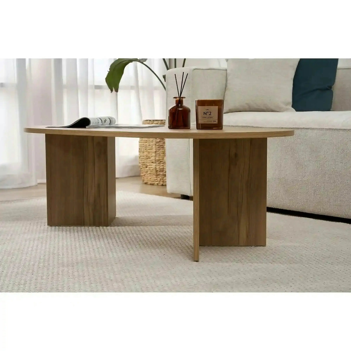 Masuta cafea SABLE, stejar, PAL, 119x60x40 cm