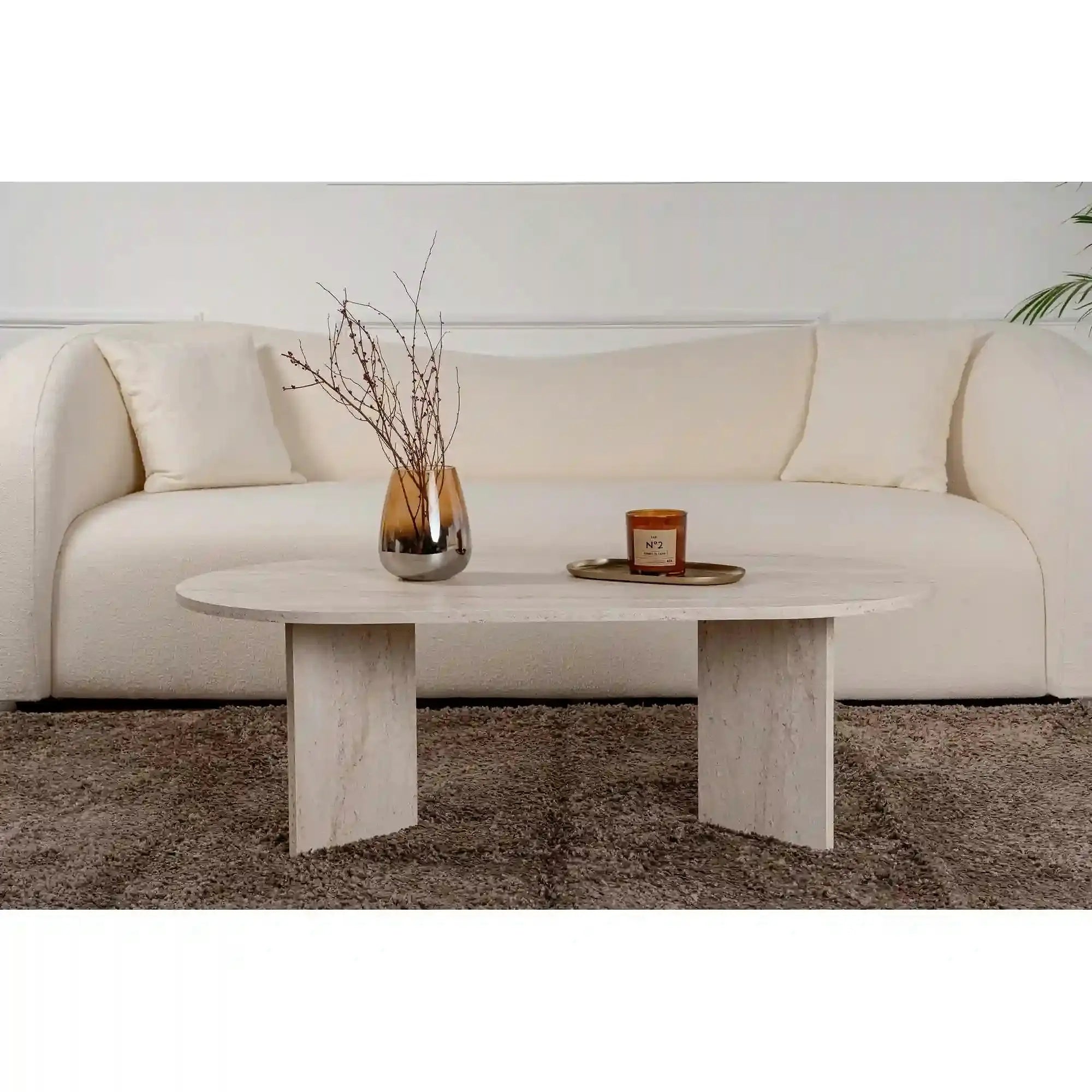 Masuta cafea SABLE, travertin, PAL, 119x60x40 cm