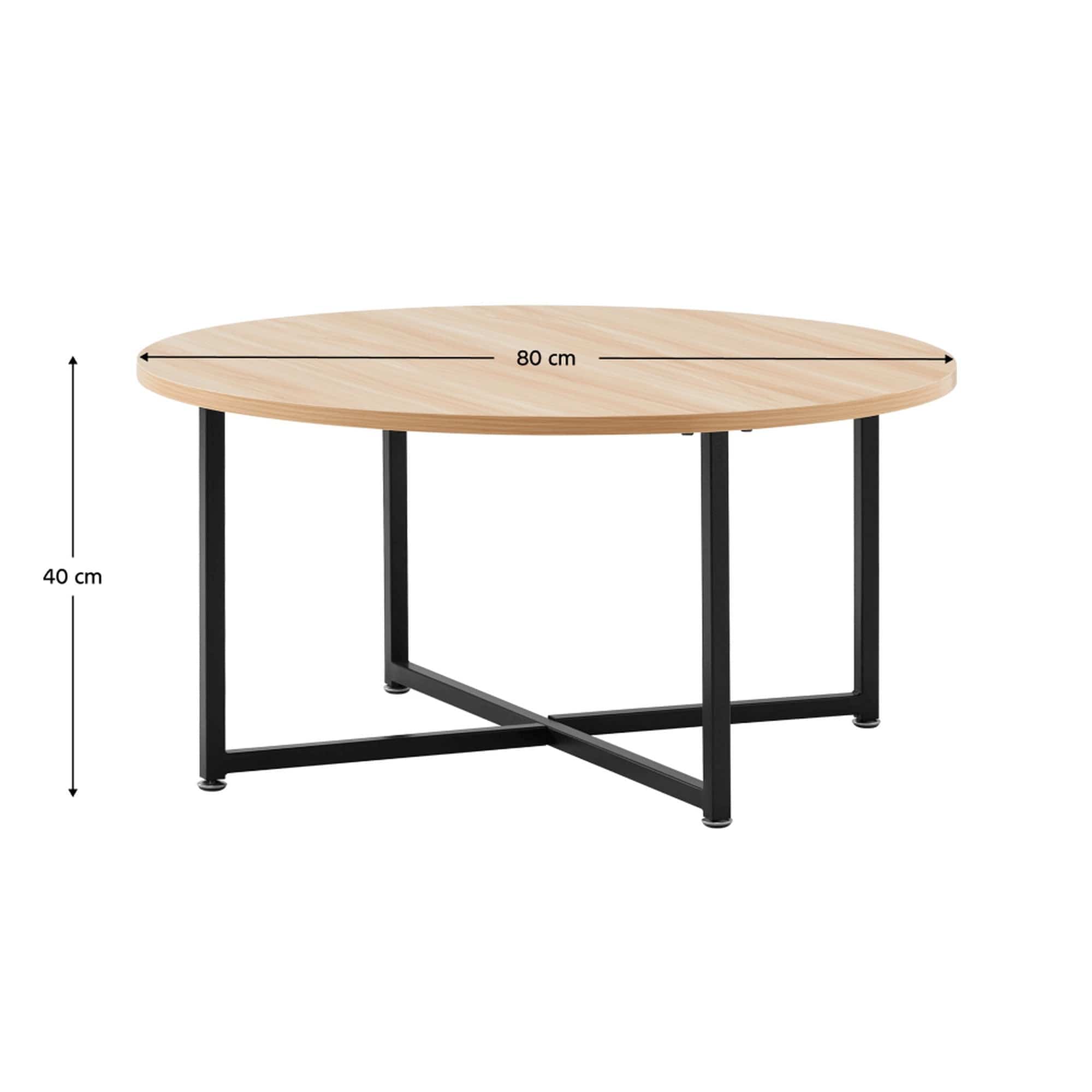 Masuta cafea SAFRON, stejar/negru, metal, 80x40 cm