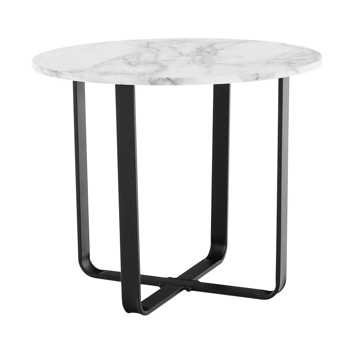 Masuta cafea SALINO, alb cu efect de marmura, metal, 60x60x50 cm