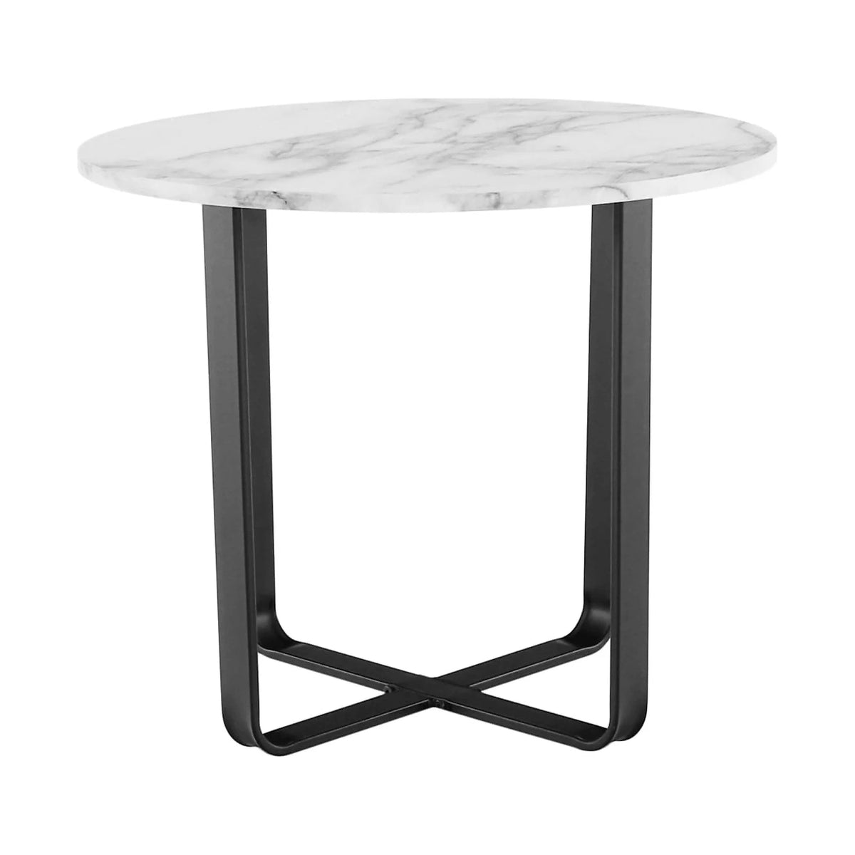 Masuta cafea SALINO, alb cu efect de marmura, metal, 60x60x50 cm