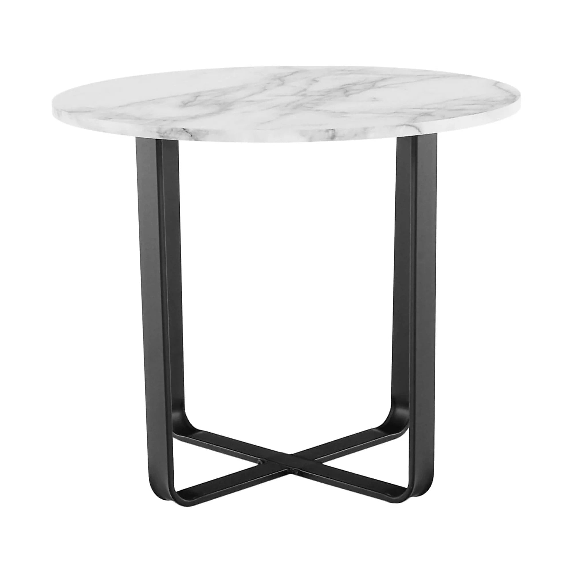 Masuta cafea SALINO, alb cu efect de marmura, metal, 60x60x50 cm
