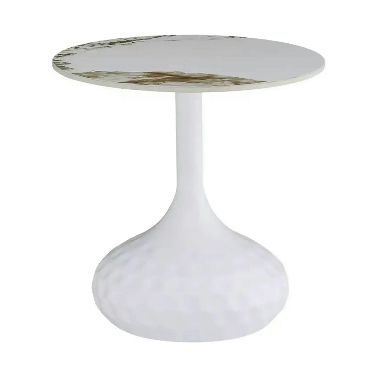 Masuta cafea SALO B, alb cu efect de marmura, ceramica/metal, 50x49 cm
