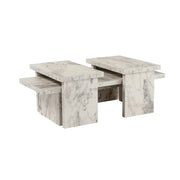 Masuta cafea SANCTUARY, alb cu efect de marmura, PAL, 110x45x30 cm
