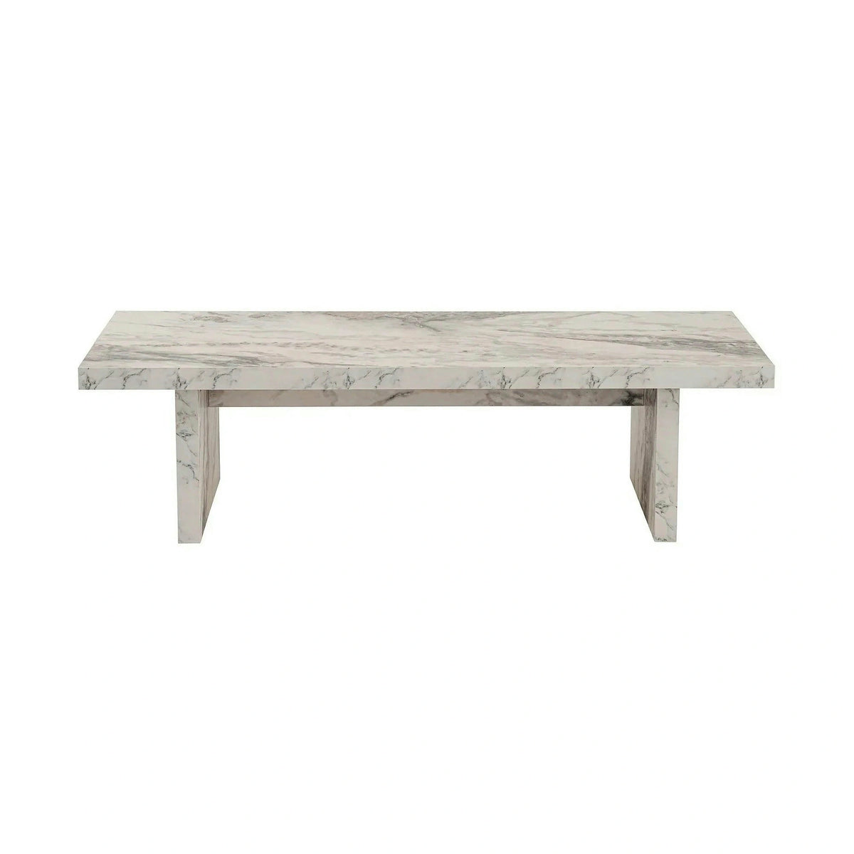 Masuta cafea SANCTUARY, alb cu efect de marmura, PAL, 110x45x30 cm