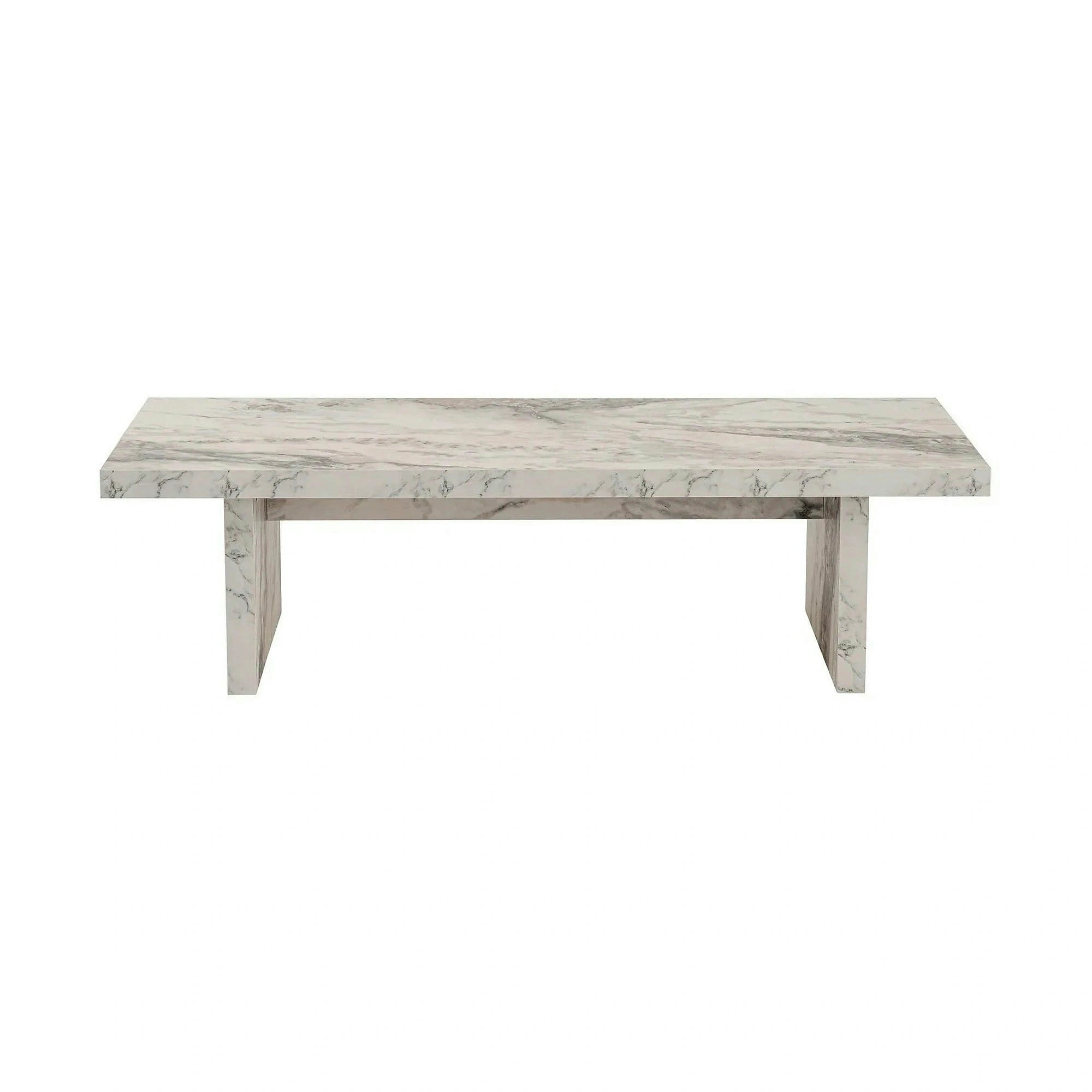 Masuta cafea SANCTUARY, alb cu efect de marmura, PAL, 110x45x30 cm
