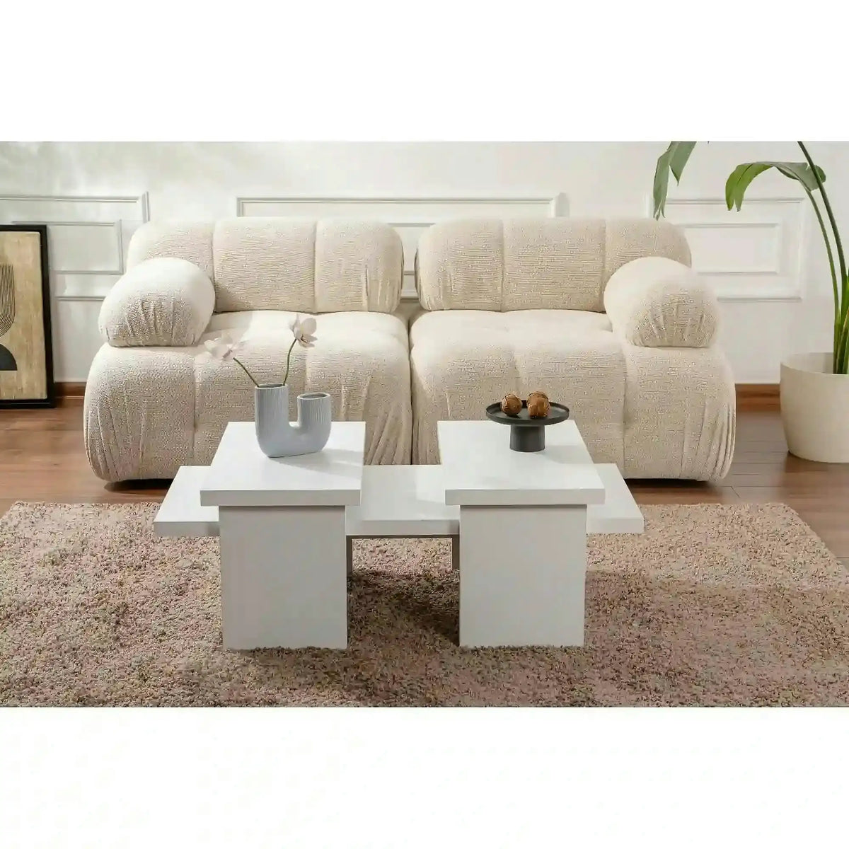 Masuta cafea SANCTUARY, alb, PAL, 110x45x30 cm