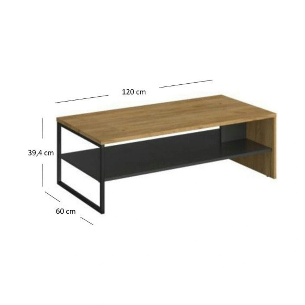 Masuta cafea SANTES, stejar auriu/gri antracit, PAL, 120x60x40 cm